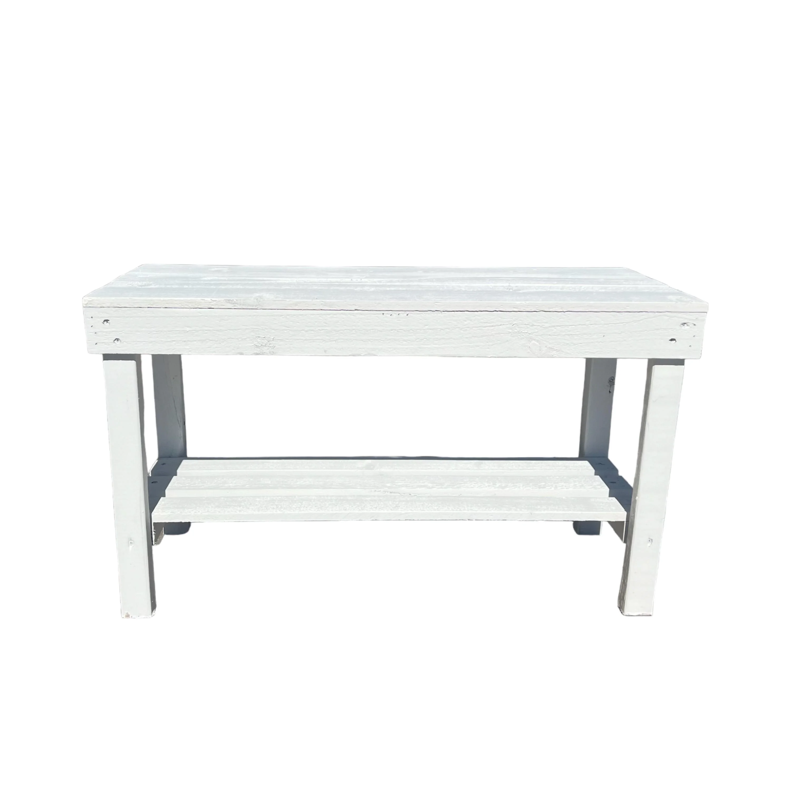 Woven Paths Farmhouse Rustic 1-Shelf Entryway Bench, Dark Brown/White