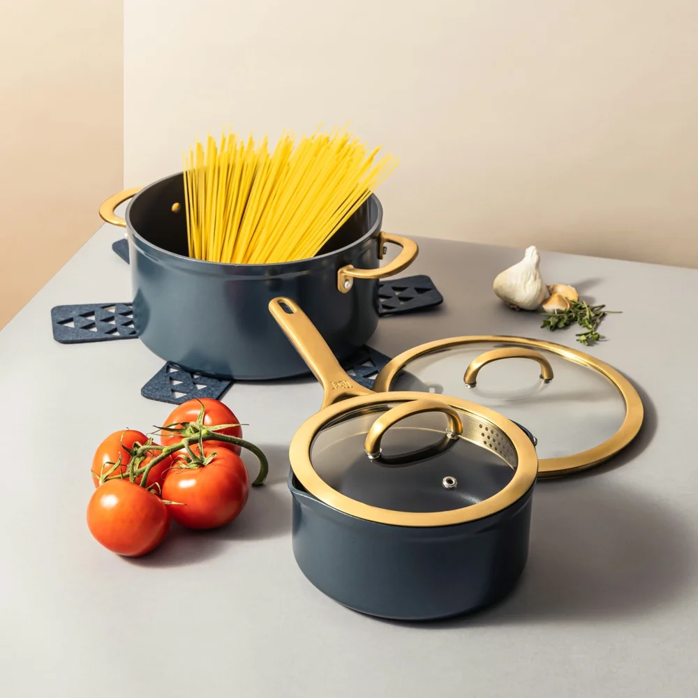 Thyme & Table Non-Stick 12-Piece Supreme Cookware Set, Atlantic Blue