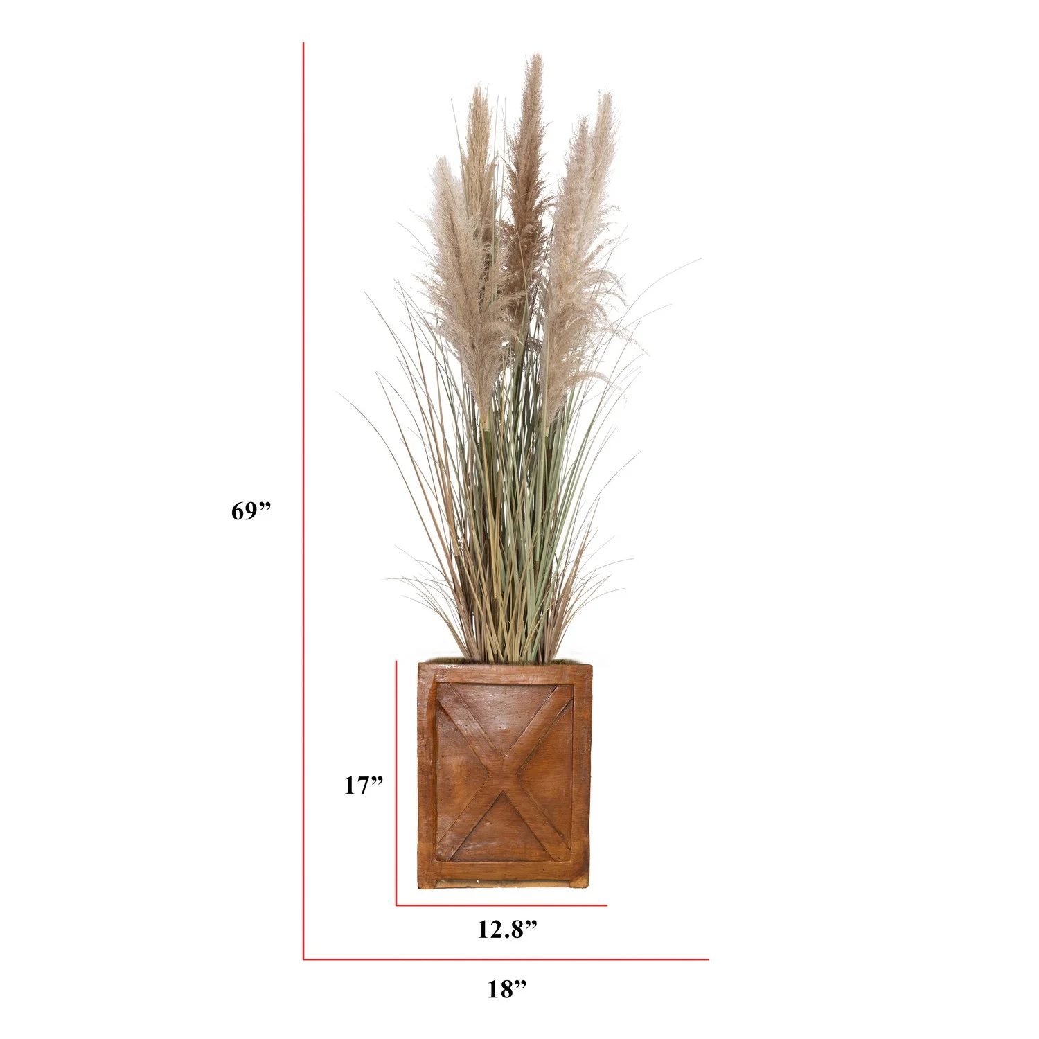 Tall Faux Pampas Grass | 69” Tall grass in planter | Vintage Home