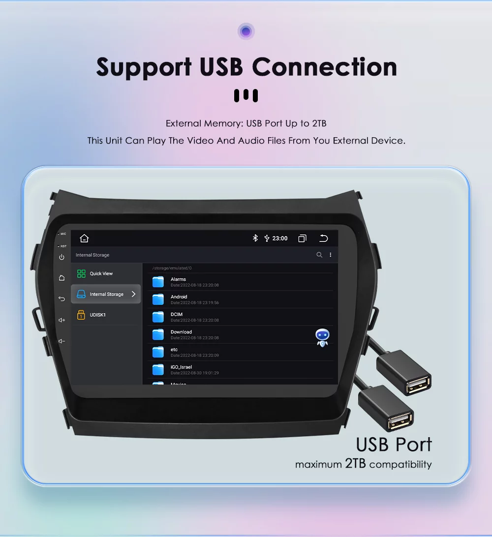 Bluetooth Android 12 Carplay 32GB Double 2 Din GPS Navigation Car Stereo Radio Player In Dash For 2013-2017 2016  Hyundai IX45 Santa Fe