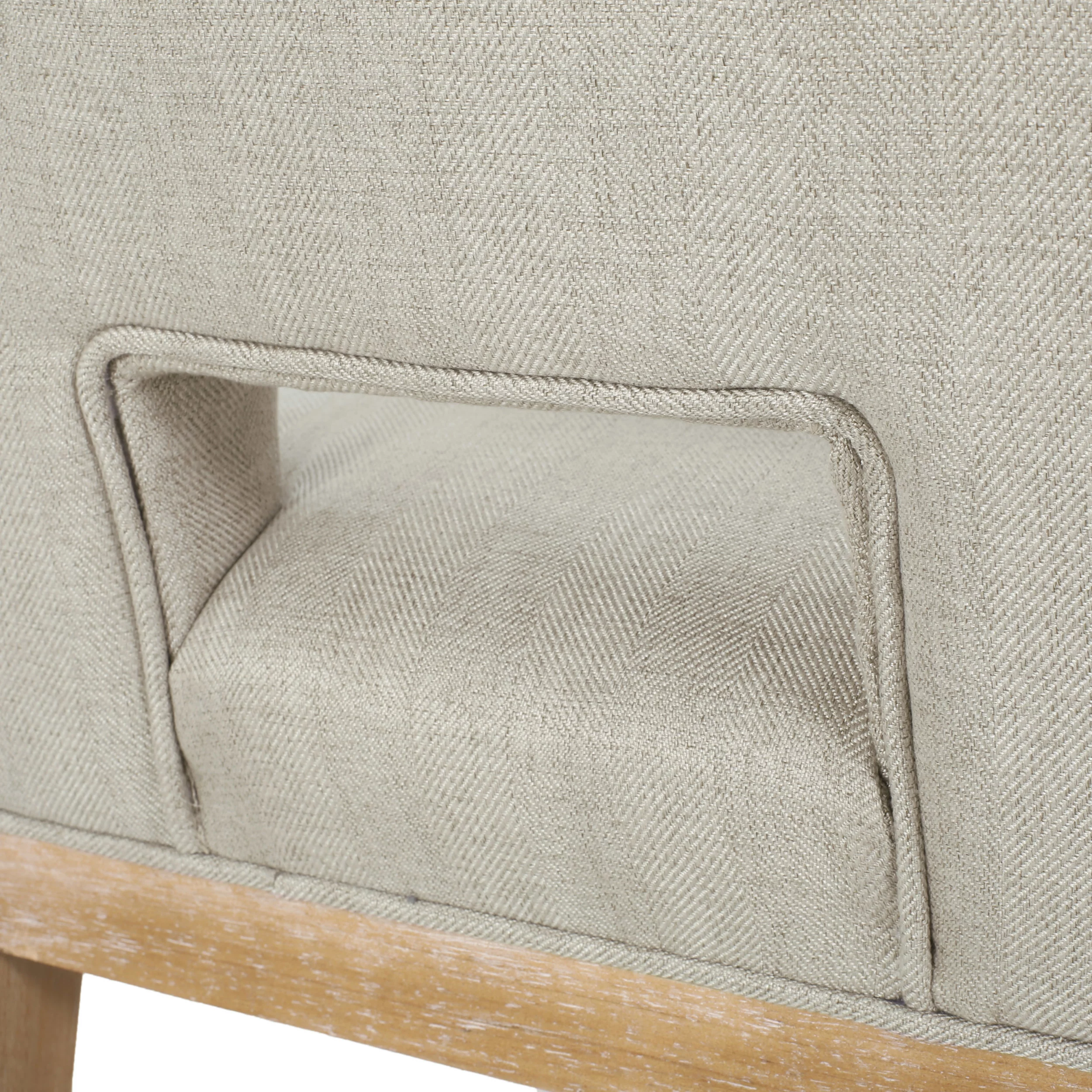 Noble House Bowrun Fabric Upholstered Dining Chairs, Set of 4, Wheat and Weathered Natural