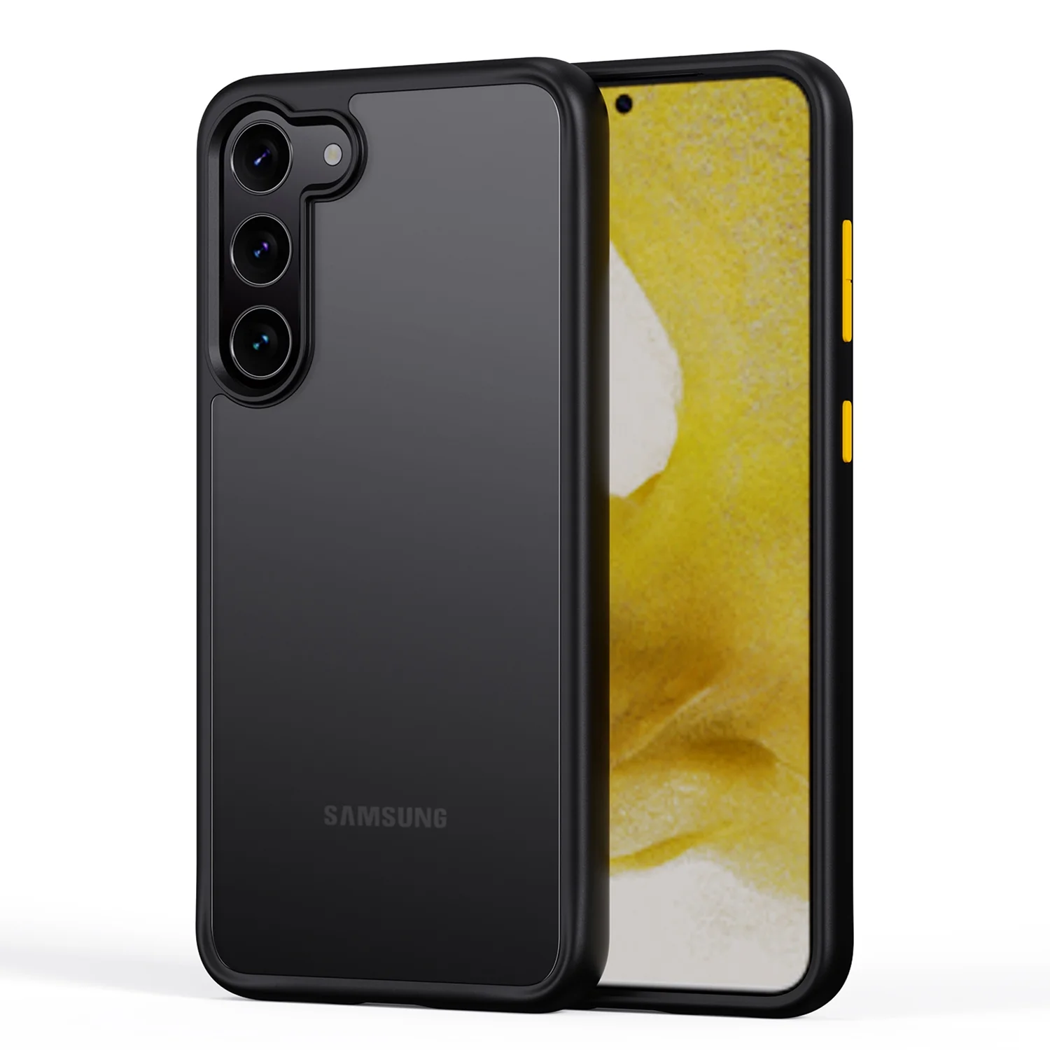 SaniMore for Samsung Galaxy S23 Plus Case Aluminum Independent Keys, Ultra Slim High-Transparent PC Back & TPU Bumpers Cover Support Magnetic Wireless Charging Shockproof Protective Shell, Black