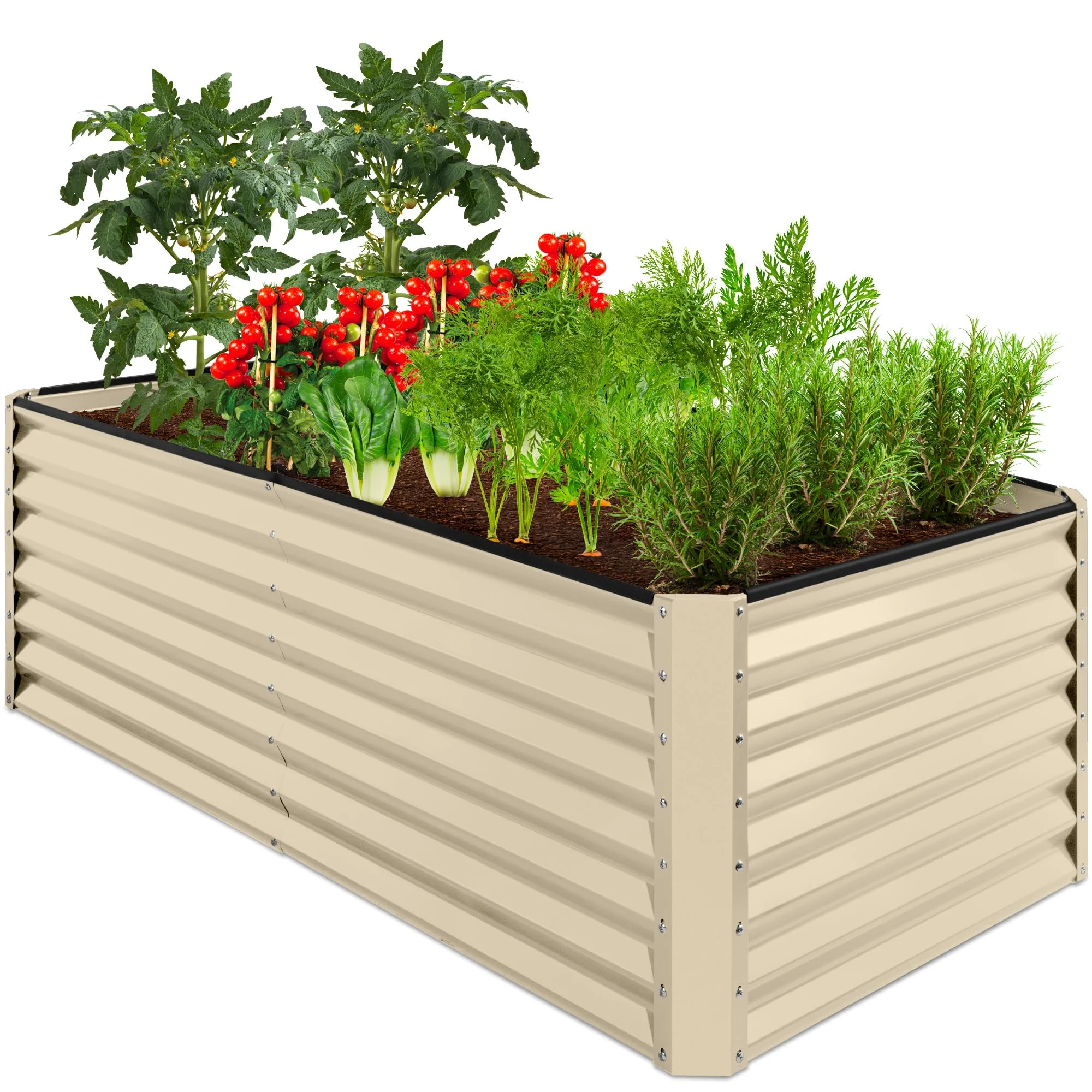 6x3x2ft Outdoor Metal Raised Garden Bed, Deep Root Box Planter for Vegetables, Flowers, Herbs, and Succulents w/ 269 Gallon Capacity - Beige