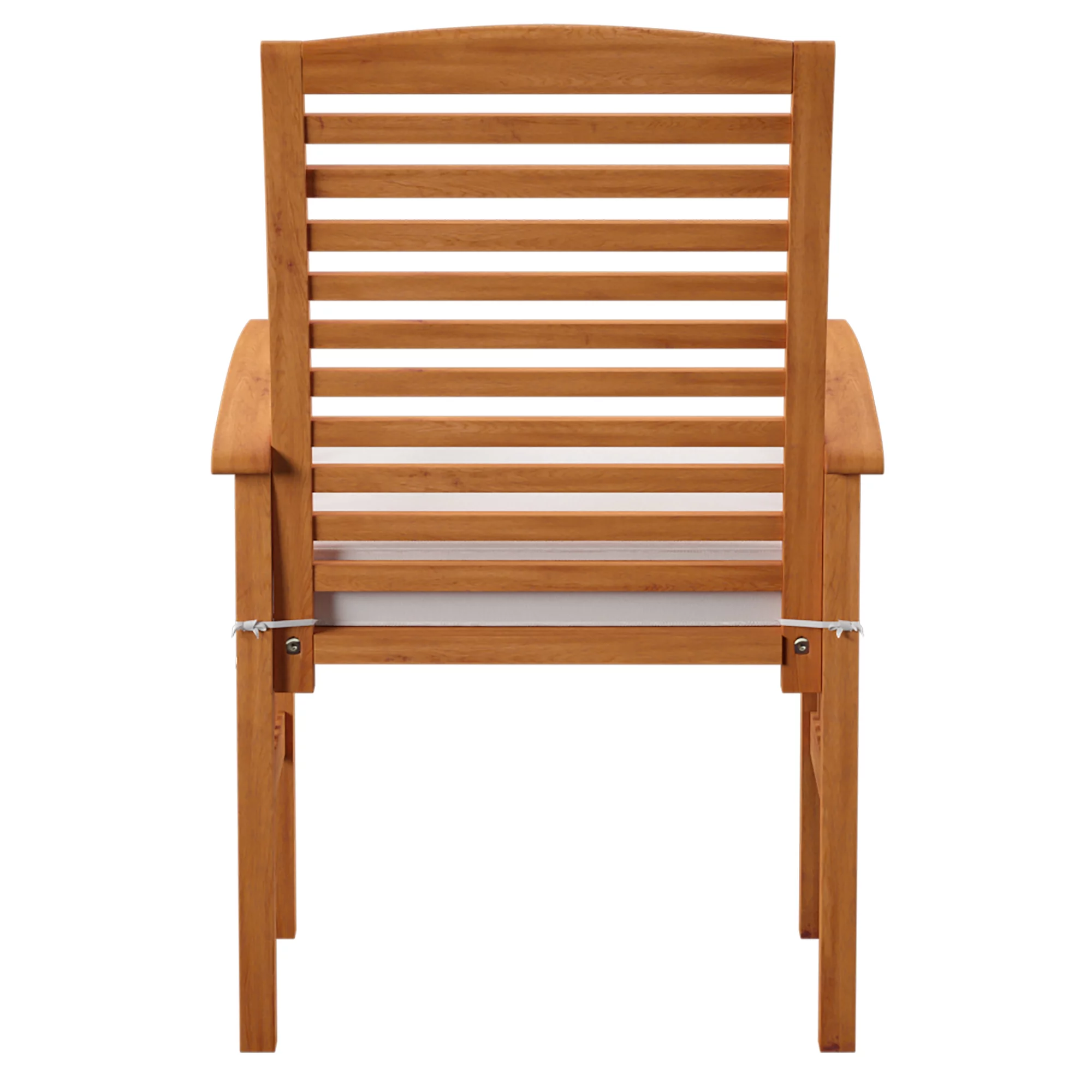 Wood Patio Chairs in Brown with Cushion - Set of 2