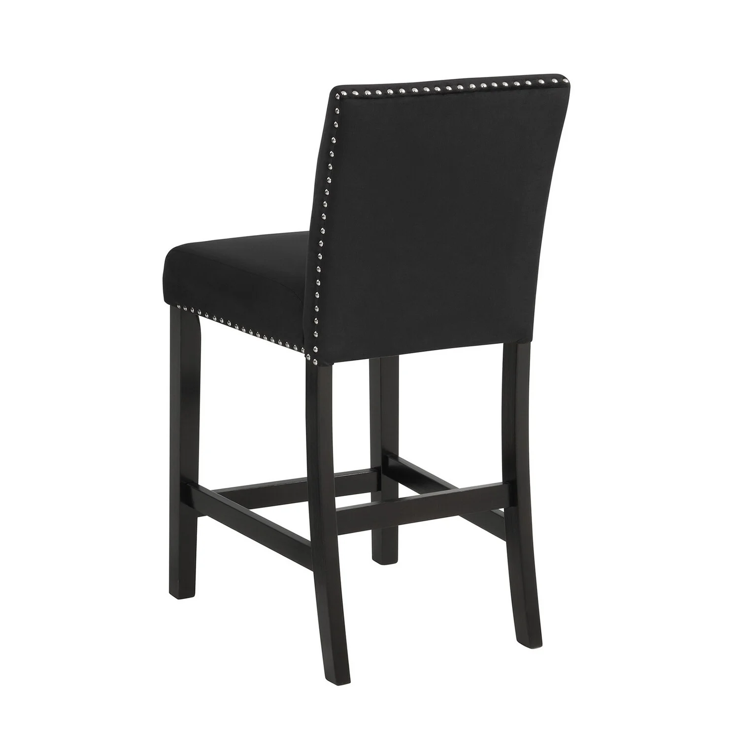 Benjara Jordan 24 Inch Counter Side Chair Set of 2, Velvet Upholstery, Wood, Black
