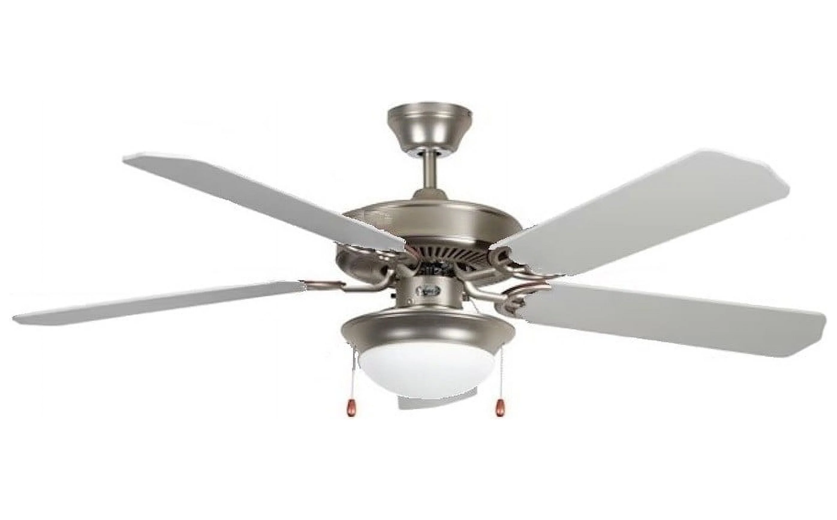 Concord  Heritage Home 52-in Satin Nickel LED With White Blades Indoor Ceiling Fan with Light Kit (5-Blade) 52HEF5SN-MB-LED-WH