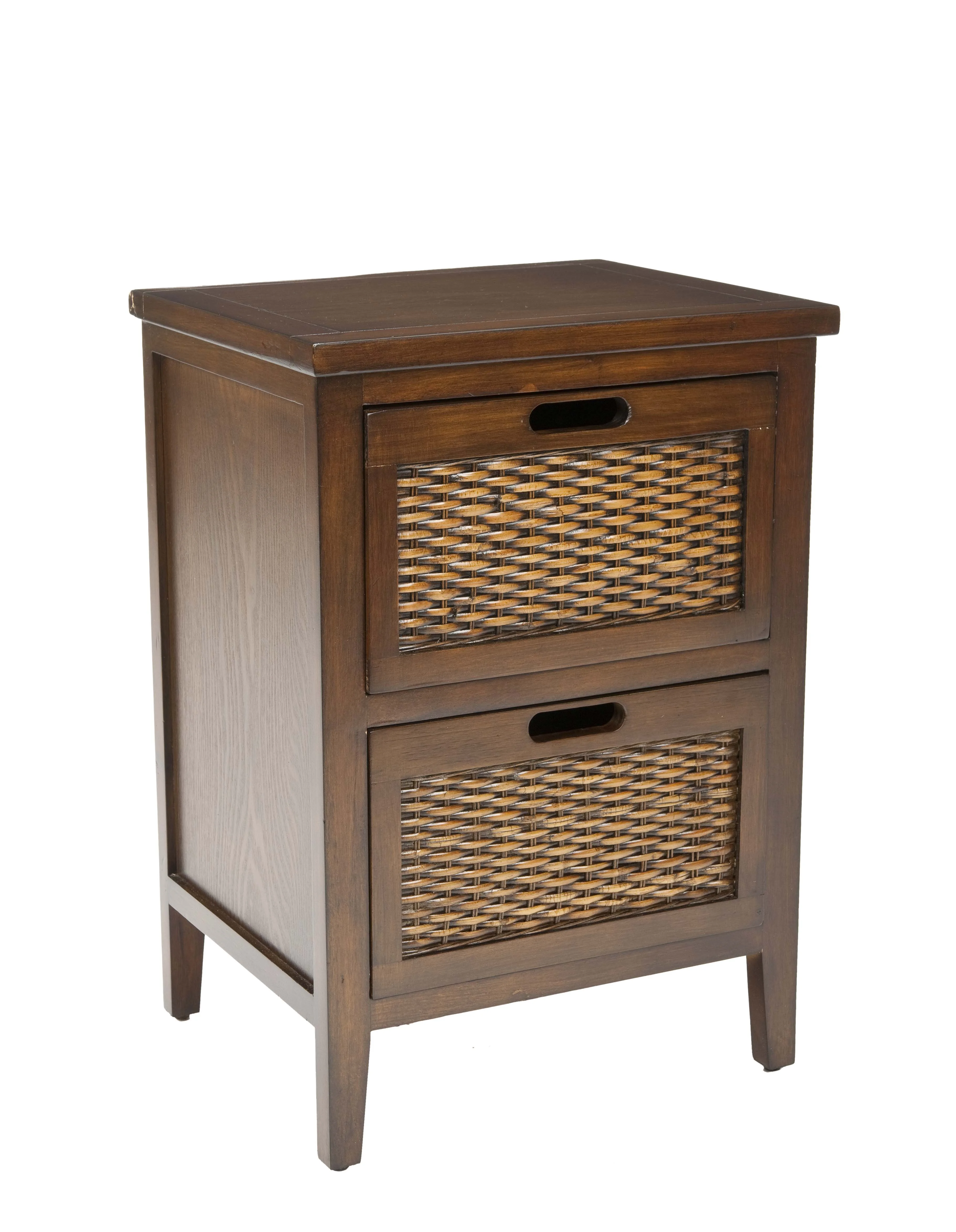 SAFAVIEH Jonah Country Rustic Two Drawer End Table, Dark Teak