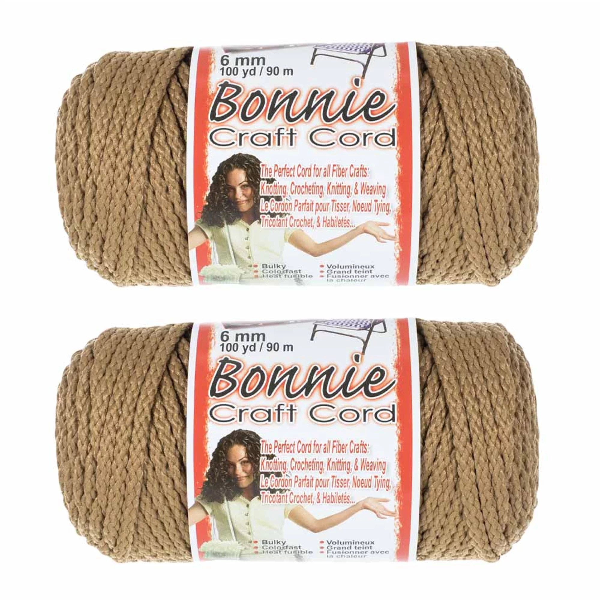 2 Pack Bonnie Macrame Cord - 6mm - 100 yd Lengths - Various Colors