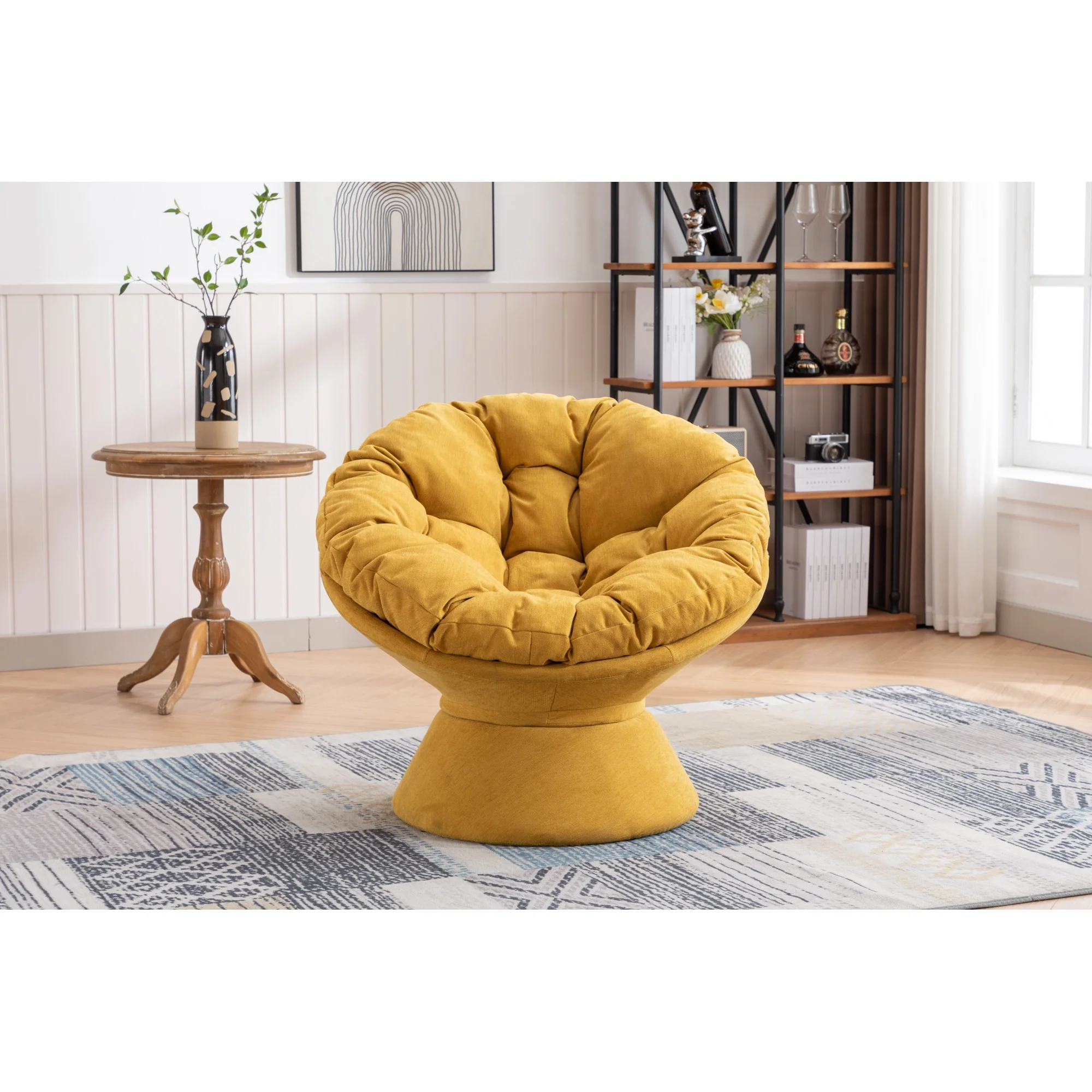 Oversized Swivel Accent Chair, 360 Swivel Barrel Chair, Papasan Chair for Living Room Bedroom