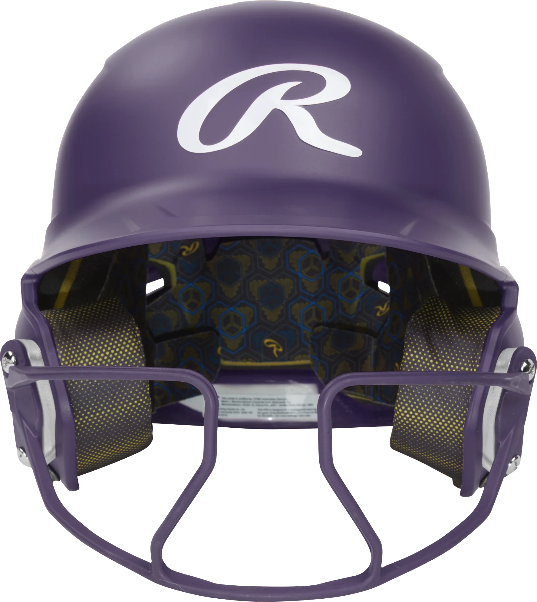 Rawlings Mach Hi-Viz 1-Tone Batting Helmet with Attached Face Guard - Matte | Purple | Junior