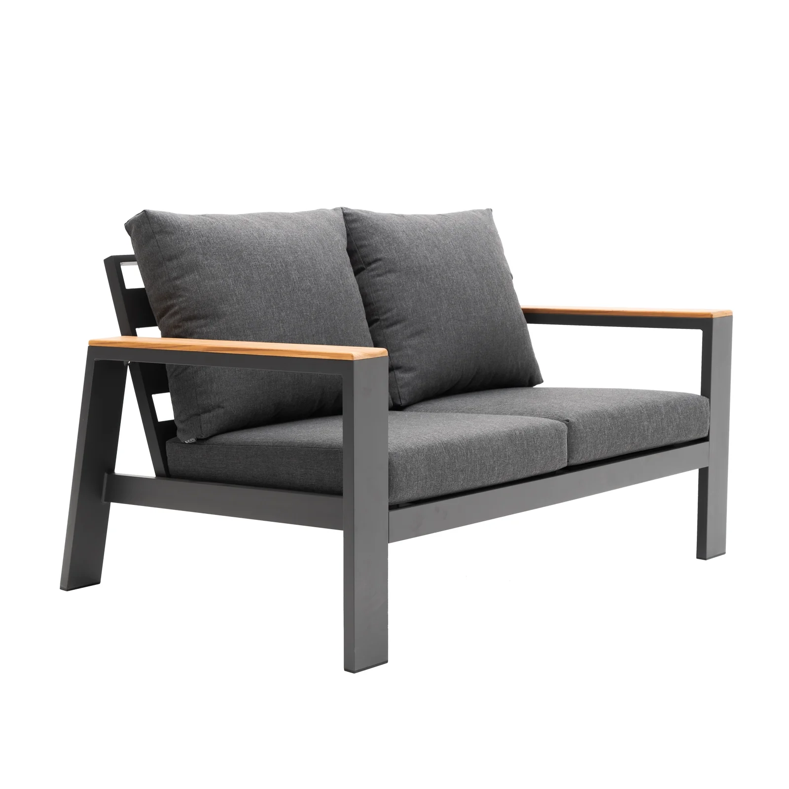 Outdoor Loveseat Sofa All-Weather Patio Sofa Couch High Back 2 Seater Aluminum Sofa Chair,Dark Grey