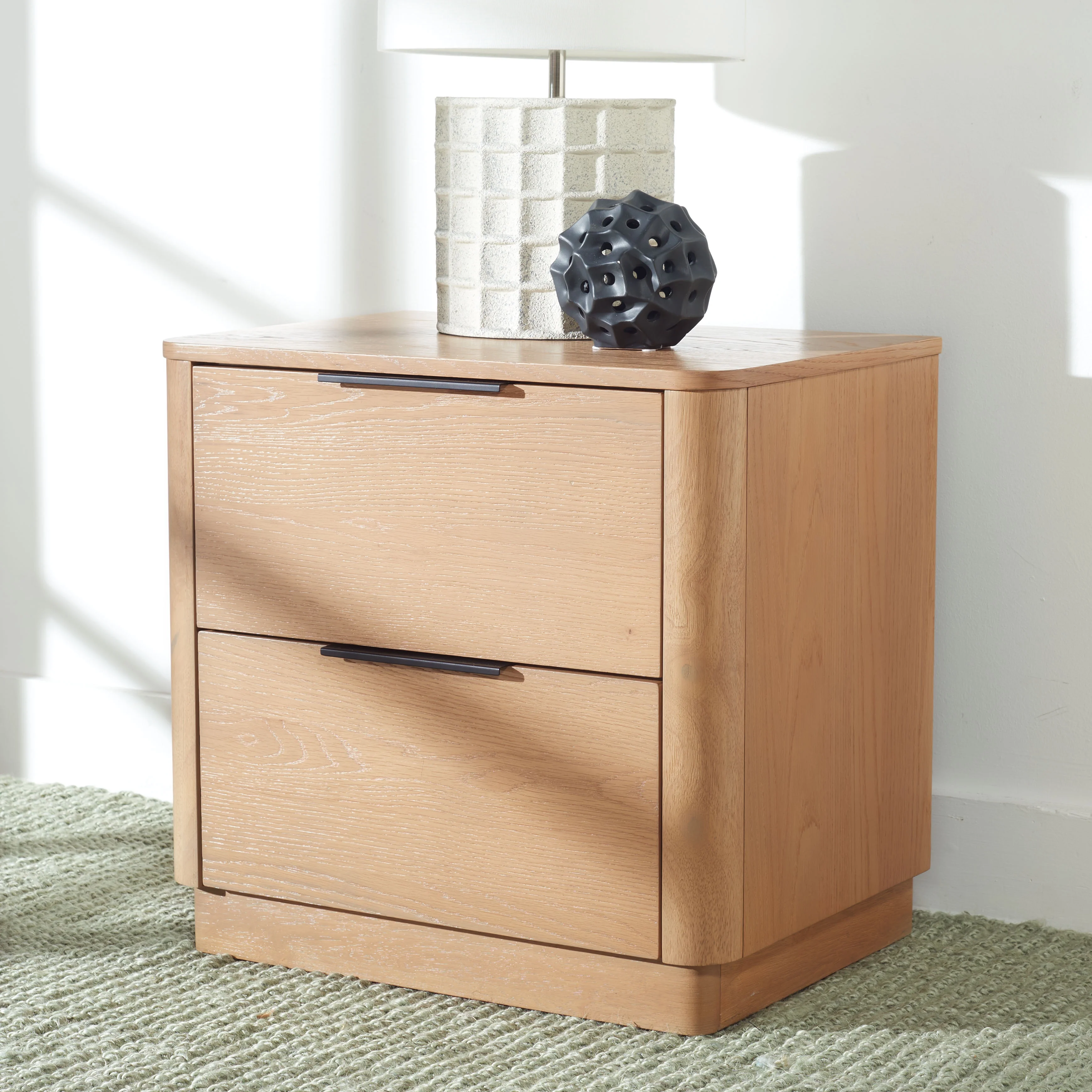 SAFAVIEH Couture Gabrietta Modern Nightstand with 2 Drawers, Natural