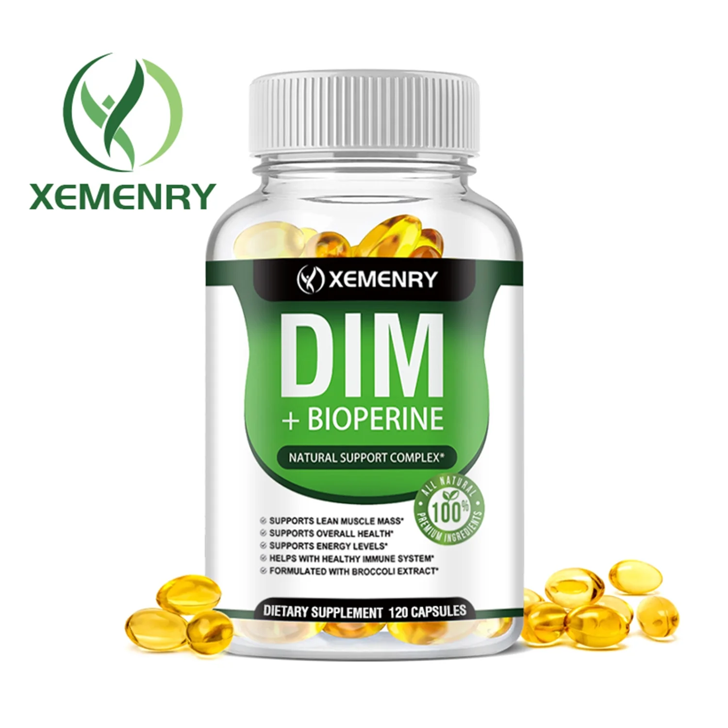 Xemenry DIM(Diindolylmethane) 910mg - with Bioperine -Premium Hormonal Support Formula(30/60/120pcs)