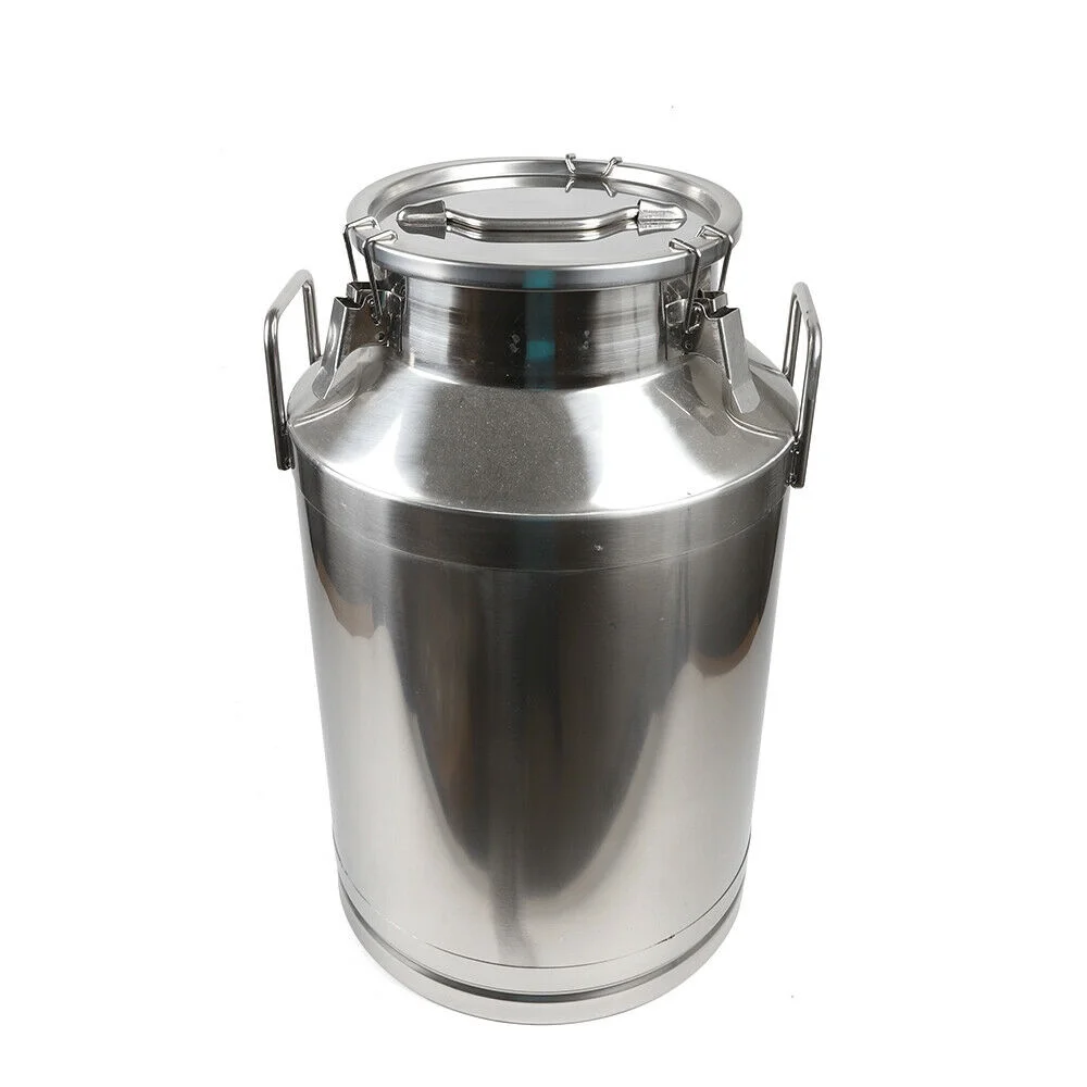 Stainless Steel Milk Can with Handle Silicone Seal Milk Bucket Liquid Storage Milk Container 0.0395 inch Thickness for Restaurant Use 60L