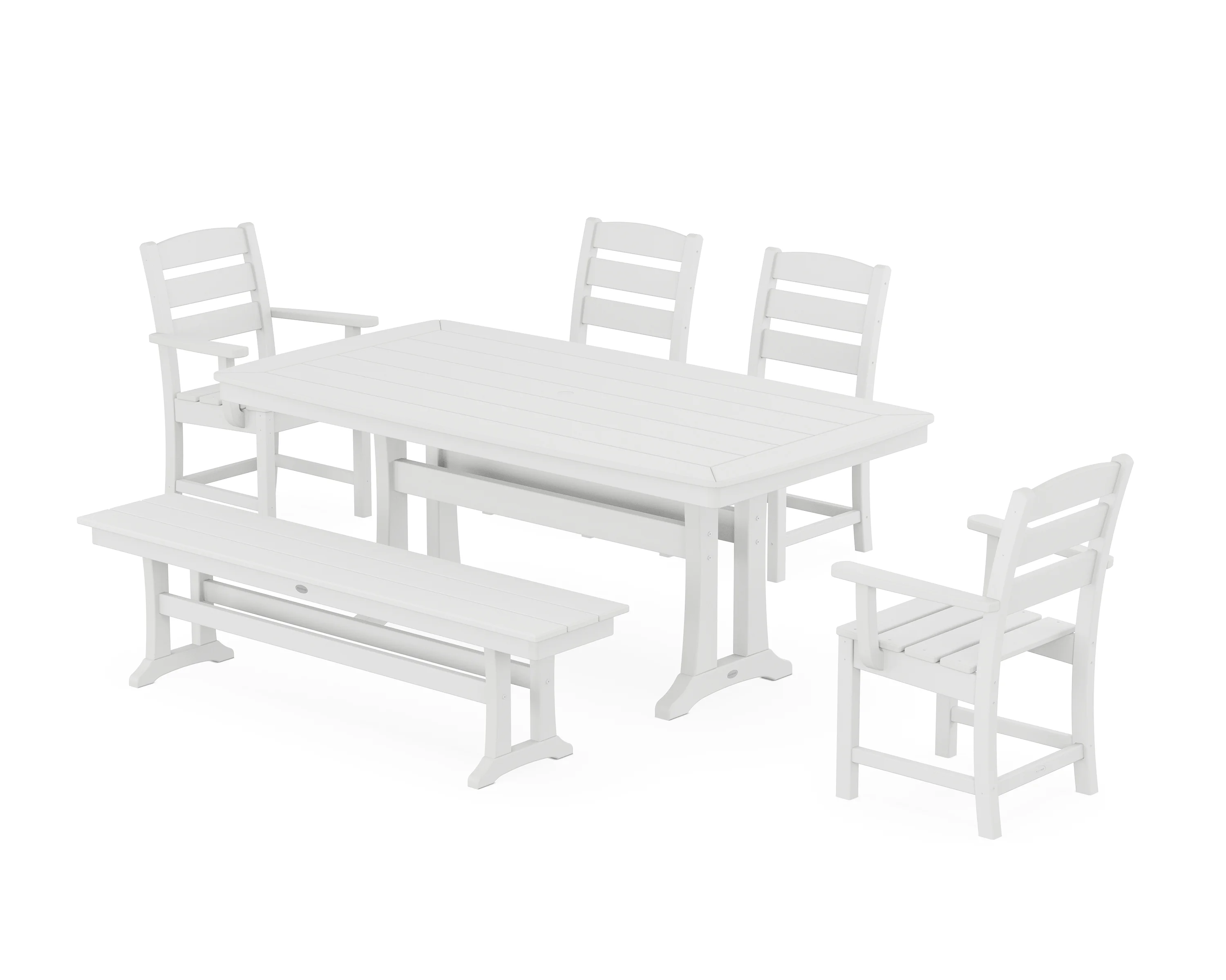 POLYWOOD Lakeside 6-Piece Dining Set with Trestle Legs in White