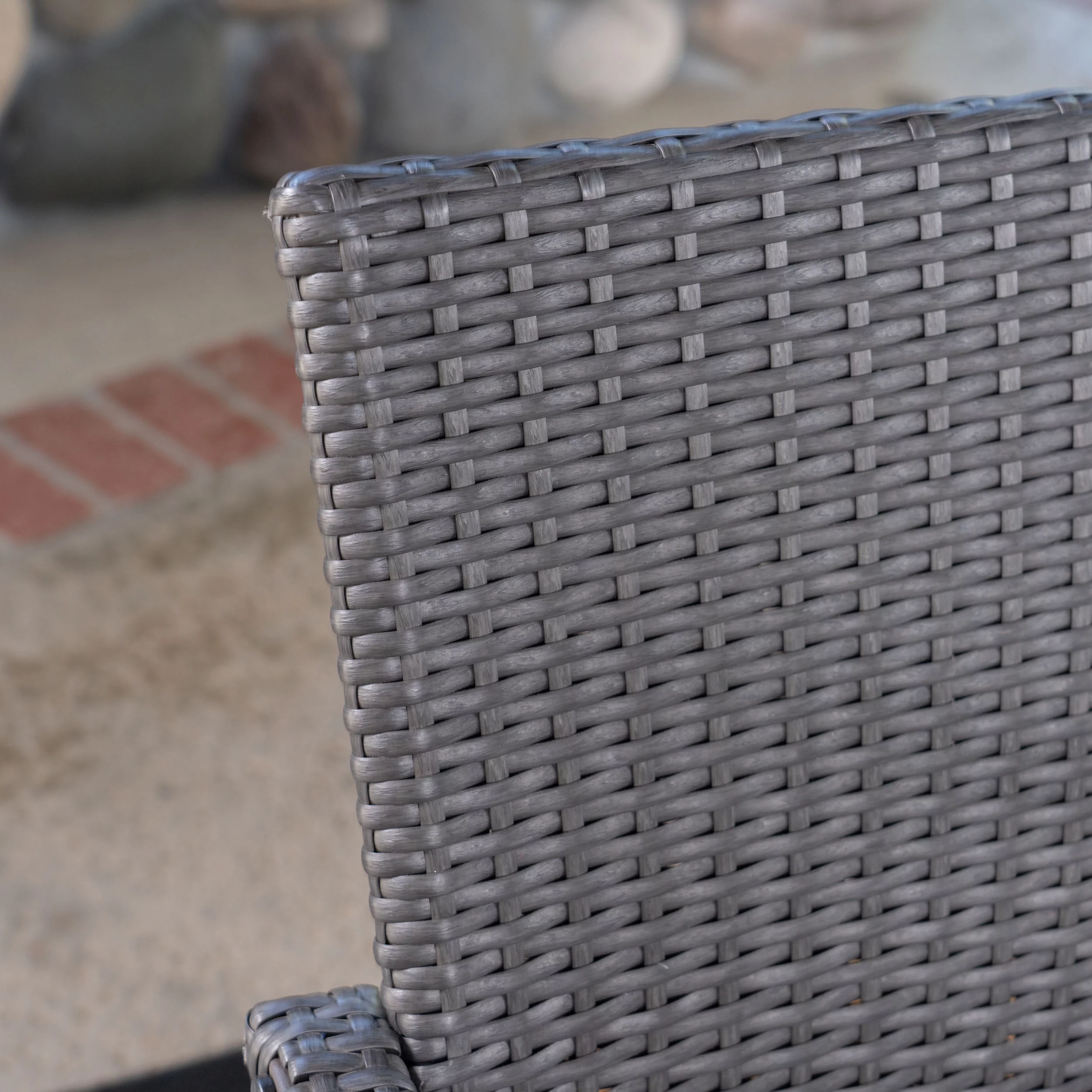 Aden Outdoor 5 Piece Acacia Wood and Wicker Dining Set with Cushions, Gray, Gray