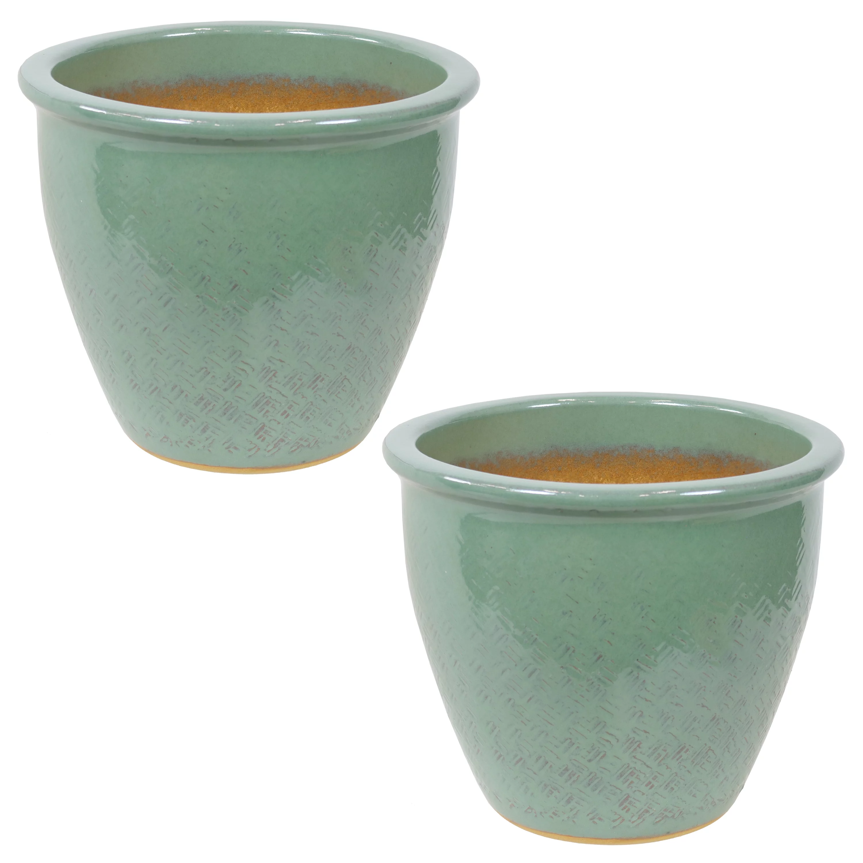 Sunnydaze Set of 2 Indoor/Outdoor Ocean Villa Ceramic Planters - 11.75