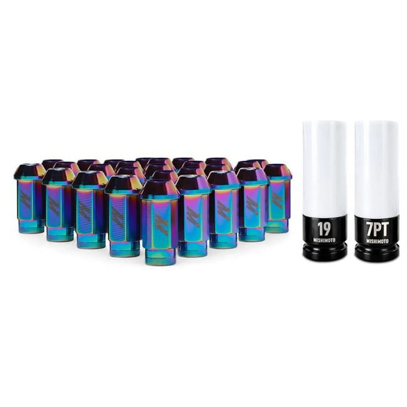 Mishimoto  M12 x 1.5 in. Aluminum Locking Lug Nuts, Neo Chrome - 27 Piece