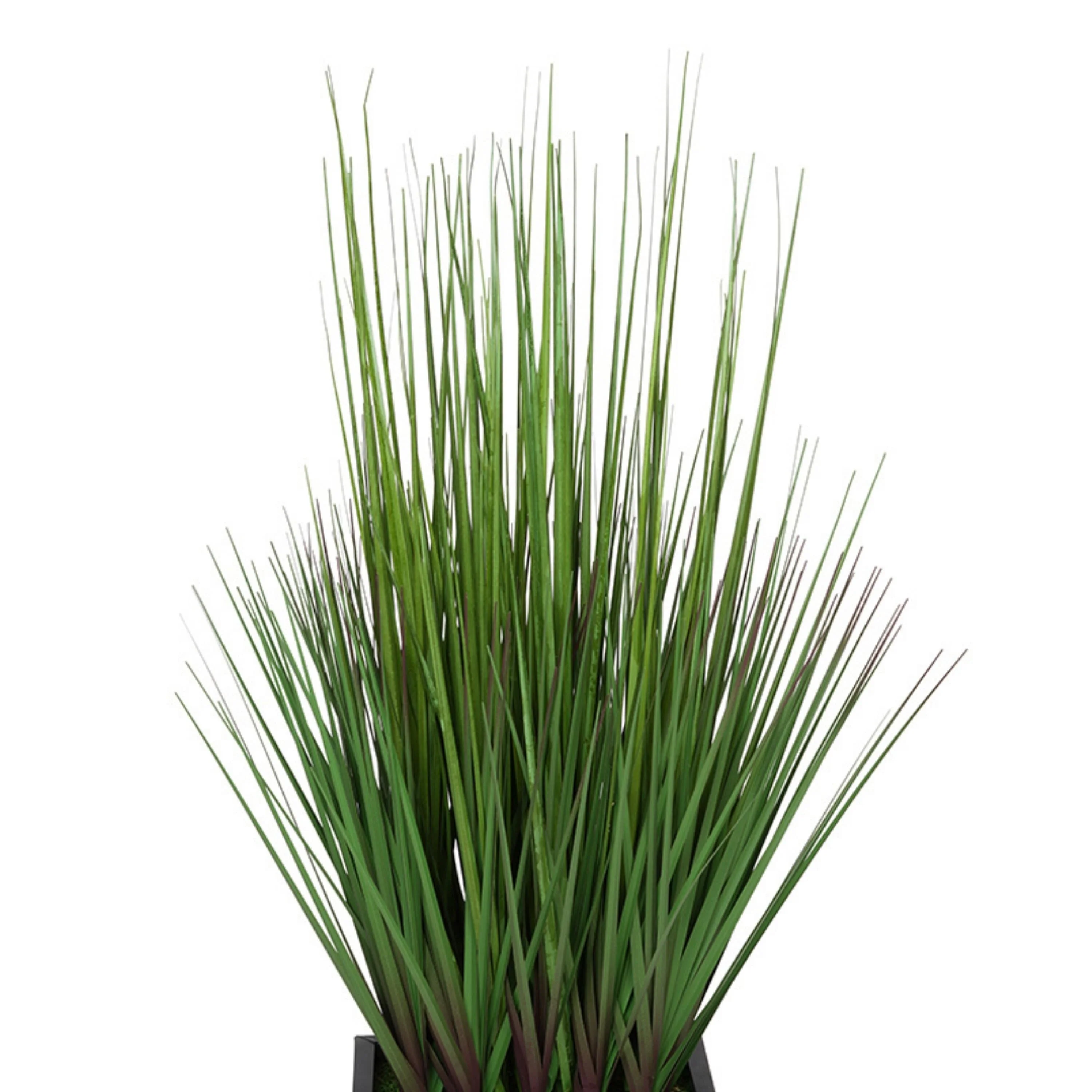 Faux PVC Grass in Small Rectangle Zinc Vase Matte Brown