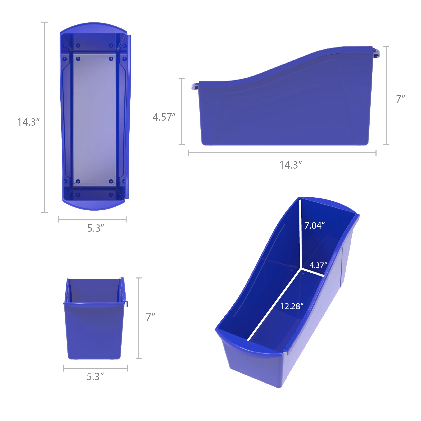 Pen+Gear Plastic Desktop Book Organzer Bin with Label Pocket, Really Royal, 6-Pack