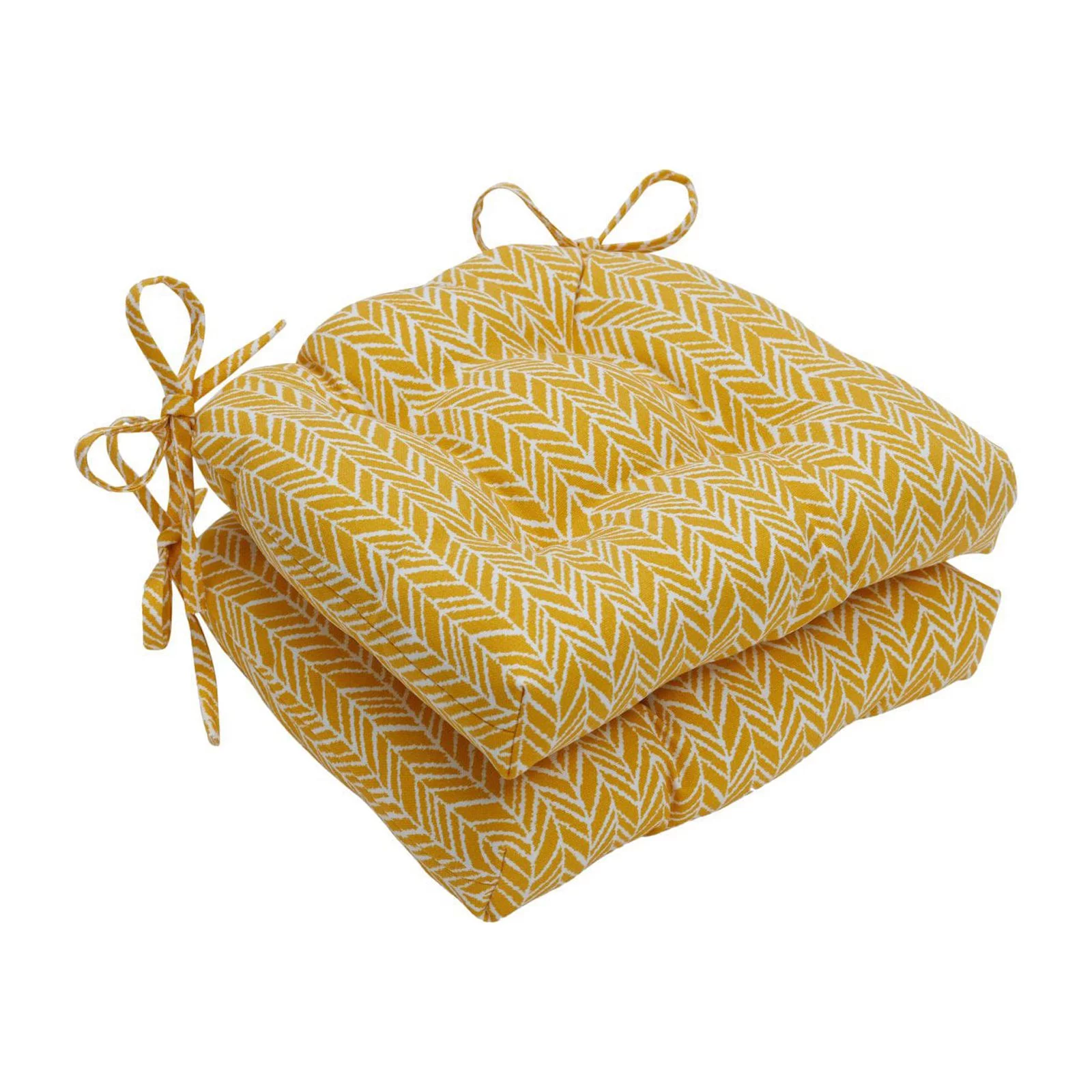 Pillow Perfect Indoor/Outdoor Herringbone Reversible Chair Pad - Set of 2