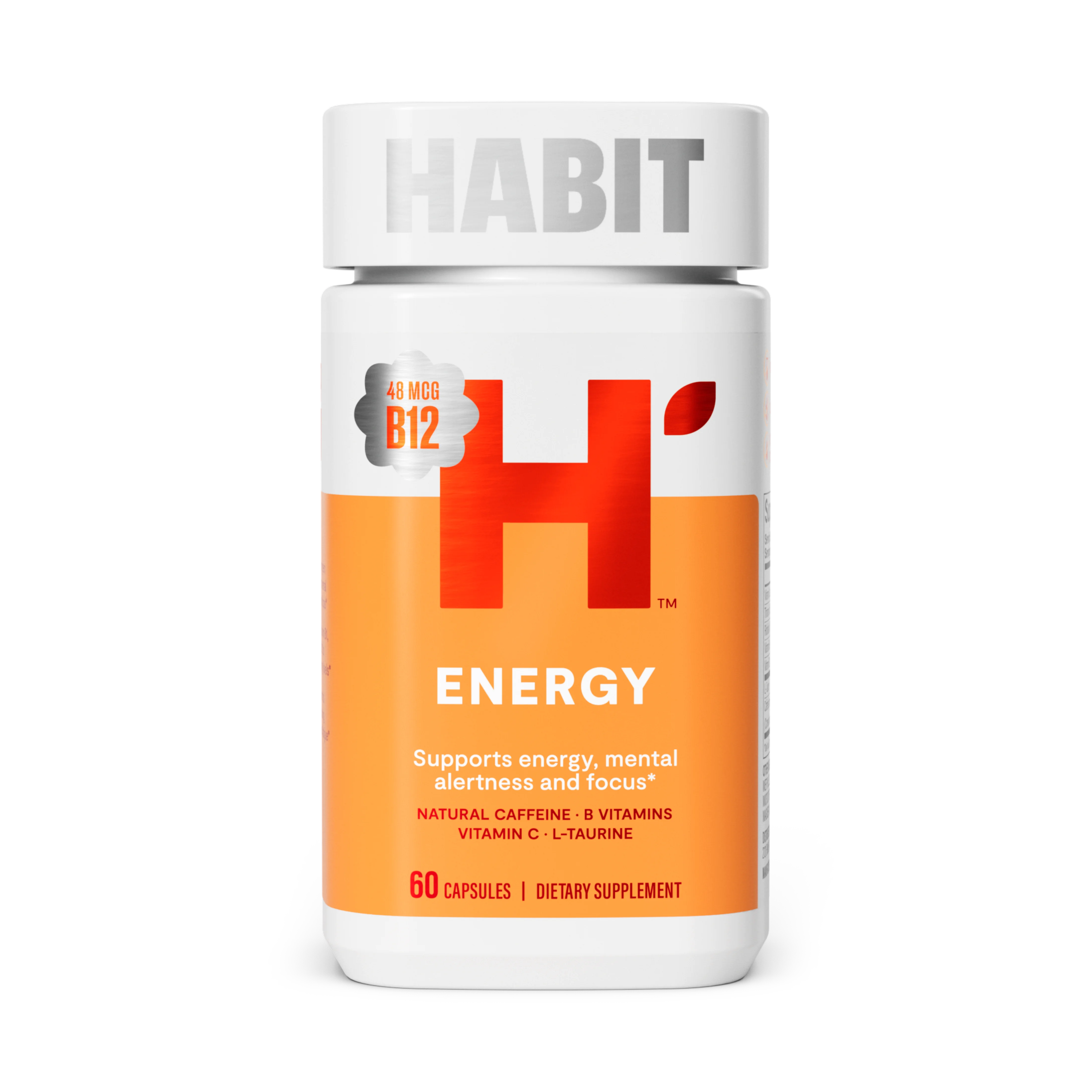 HABIT Energy Supplement, Supports Mental Alertness & Focus, Green Tea Extract, Vitamins B & C, 60 Capsules