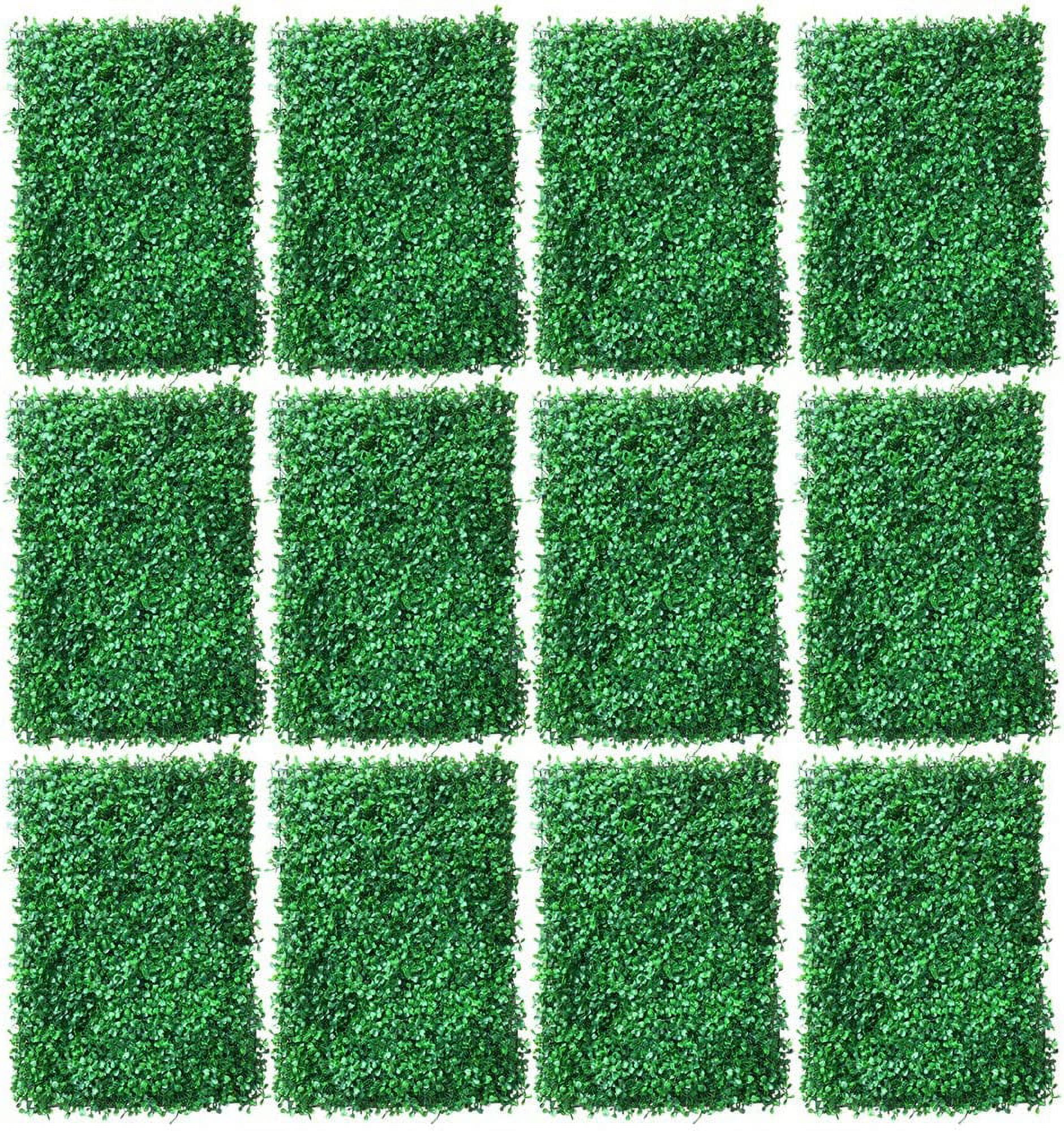 Loyalheartdy 12Pcs 24''x16'' Artificial Hedge Fence Panel Green PE Faux Boxwood Mat Wall Decor