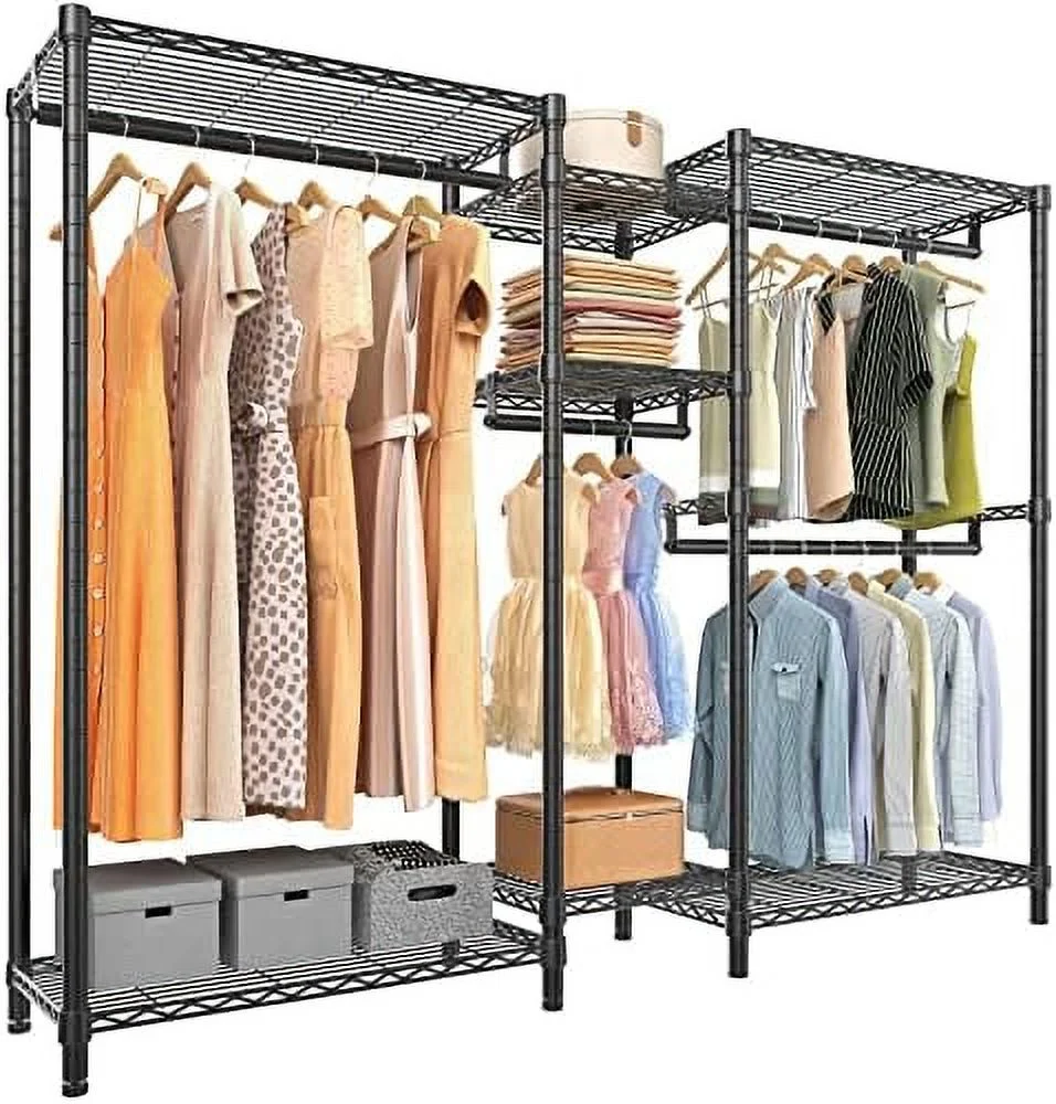RSJIWOGZ V6 Wire Garment Rack 5 Tiers Heavy Duty  for Hanging Clothes  Wardrobe Rack Compact Large Metal Clothing Rack Freestanding Closet  Rack  Max Load 780LBS  White