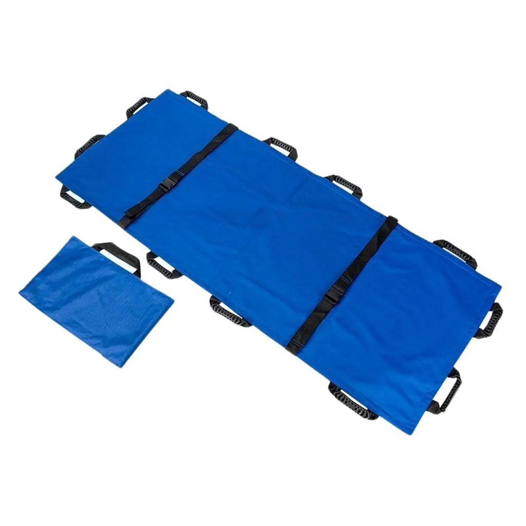 Durable Blue Foldable Canvas Stretcher Litter Patient Transfer System Tool