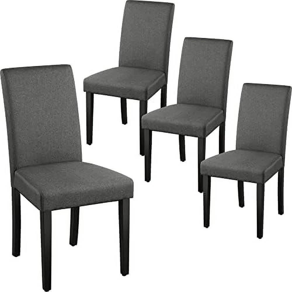 JDZHAPPYLIFE Dining Chair Fabric Parson Chair Modern Stylish Upholstered Kitchen Living Room Padded Chair Armless Side Chair with Solid Wood Legs Set of 4  Dark Grey