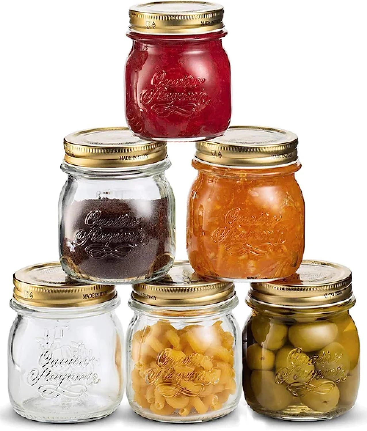 Bormioli Rocco Quattro Stagioni Set of 6 Clear Airtight Mason Jars, 8.5 Oz. Made from Food Safe Durable Glass, Made in Italy