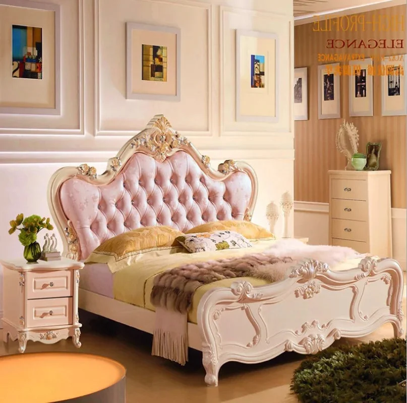 high quality bed 2 people Fashion European French Carved bedside 1.8 m bed 5645