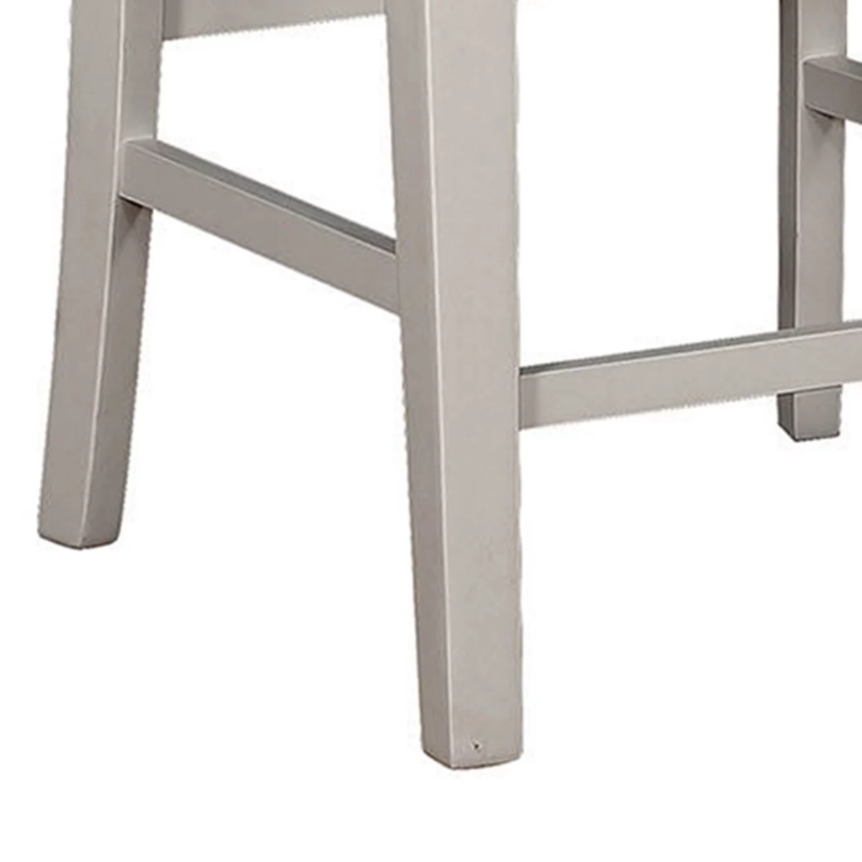 Benzara  Wooden Counter Height Dining Side Chairs, White & Beige - Set of 2