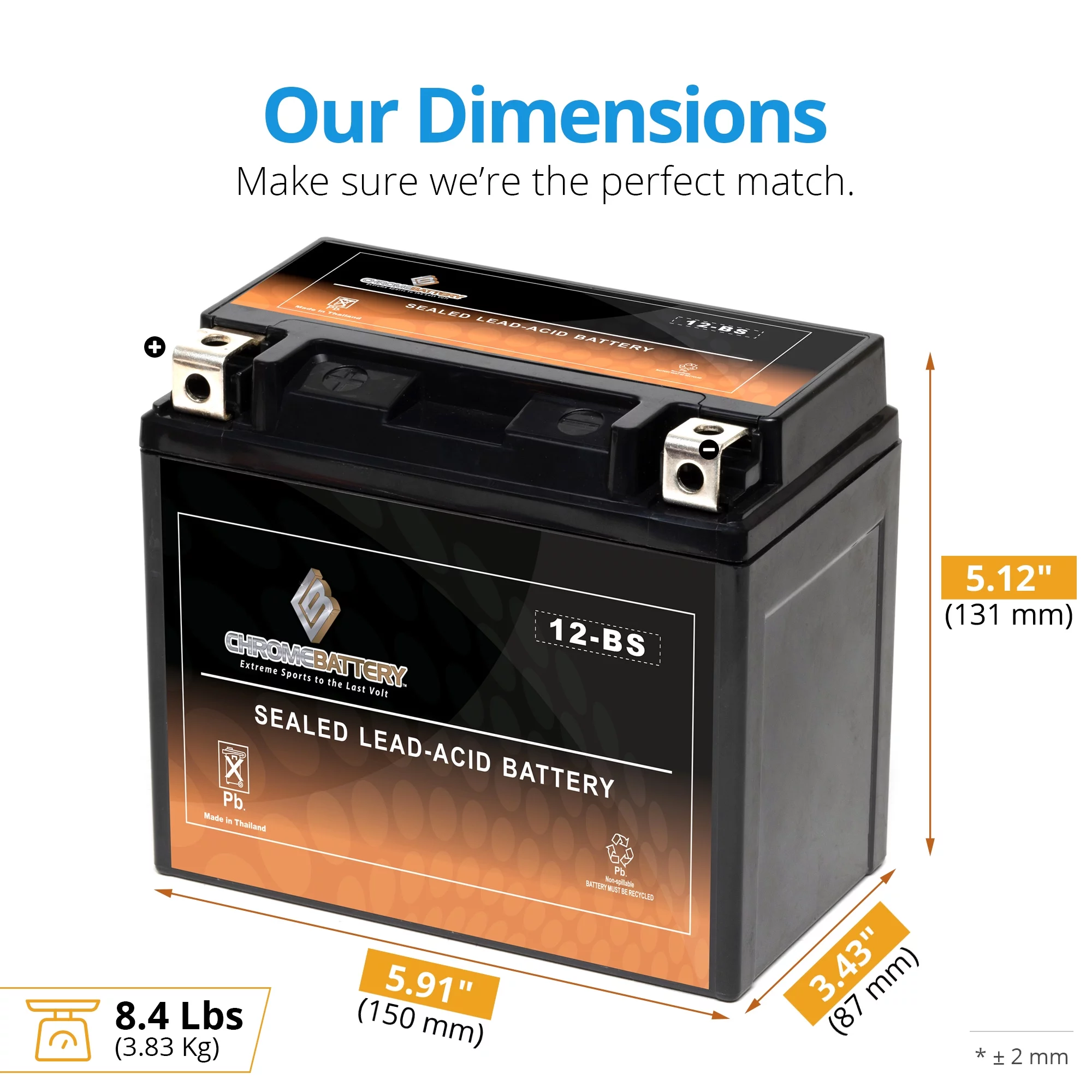 Chrome Battery YTX12-BS (12-BS 12 Volt,10 Ah, 180 CCA) Motorcycle Battery for Honda 750cc Vf750c C2 D Magna 1999