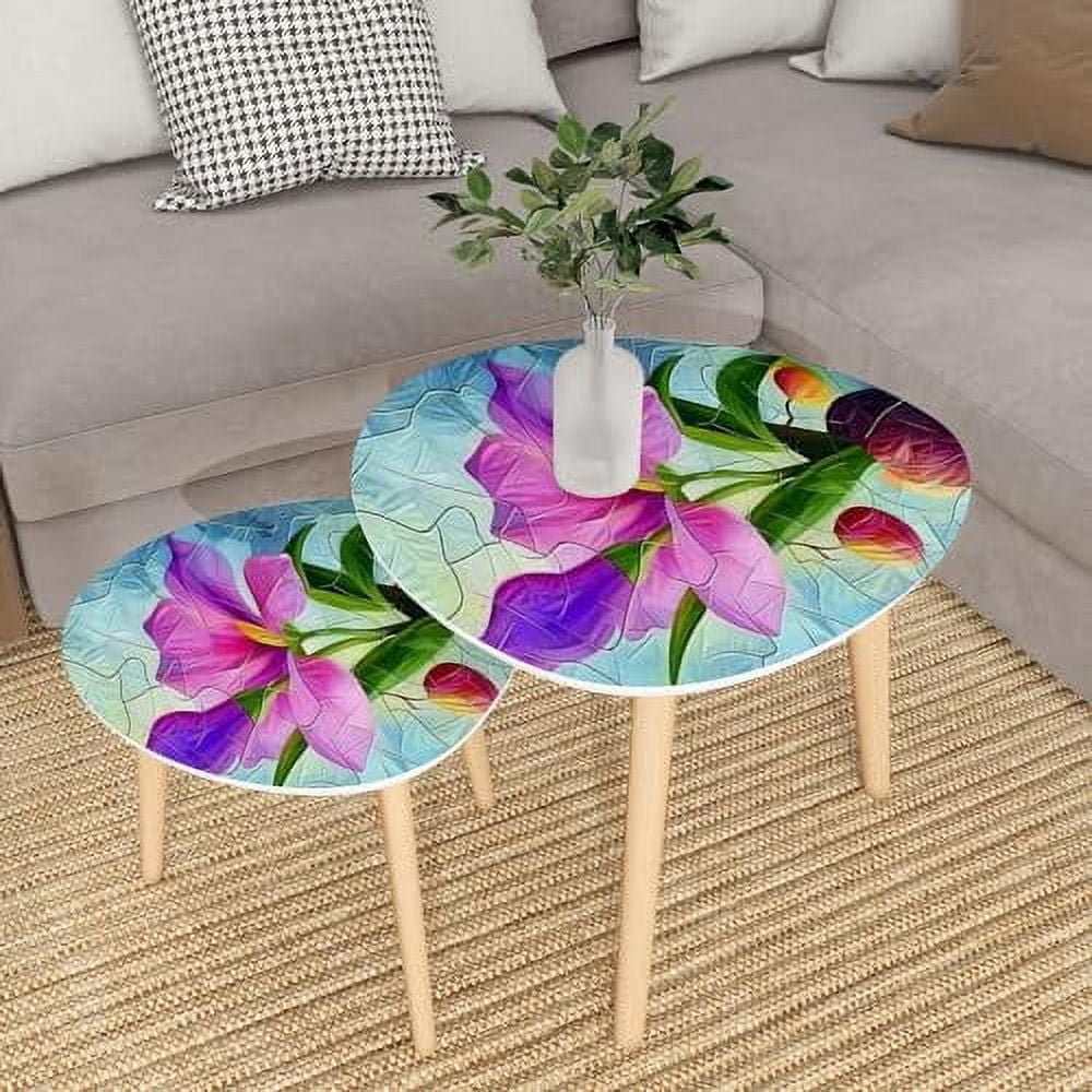 TJXFVNB Small Coffee Nesting  Abstract Stained Glass Mosaic red  Triangle End  Center   Modern   Room Bedroom Balcony