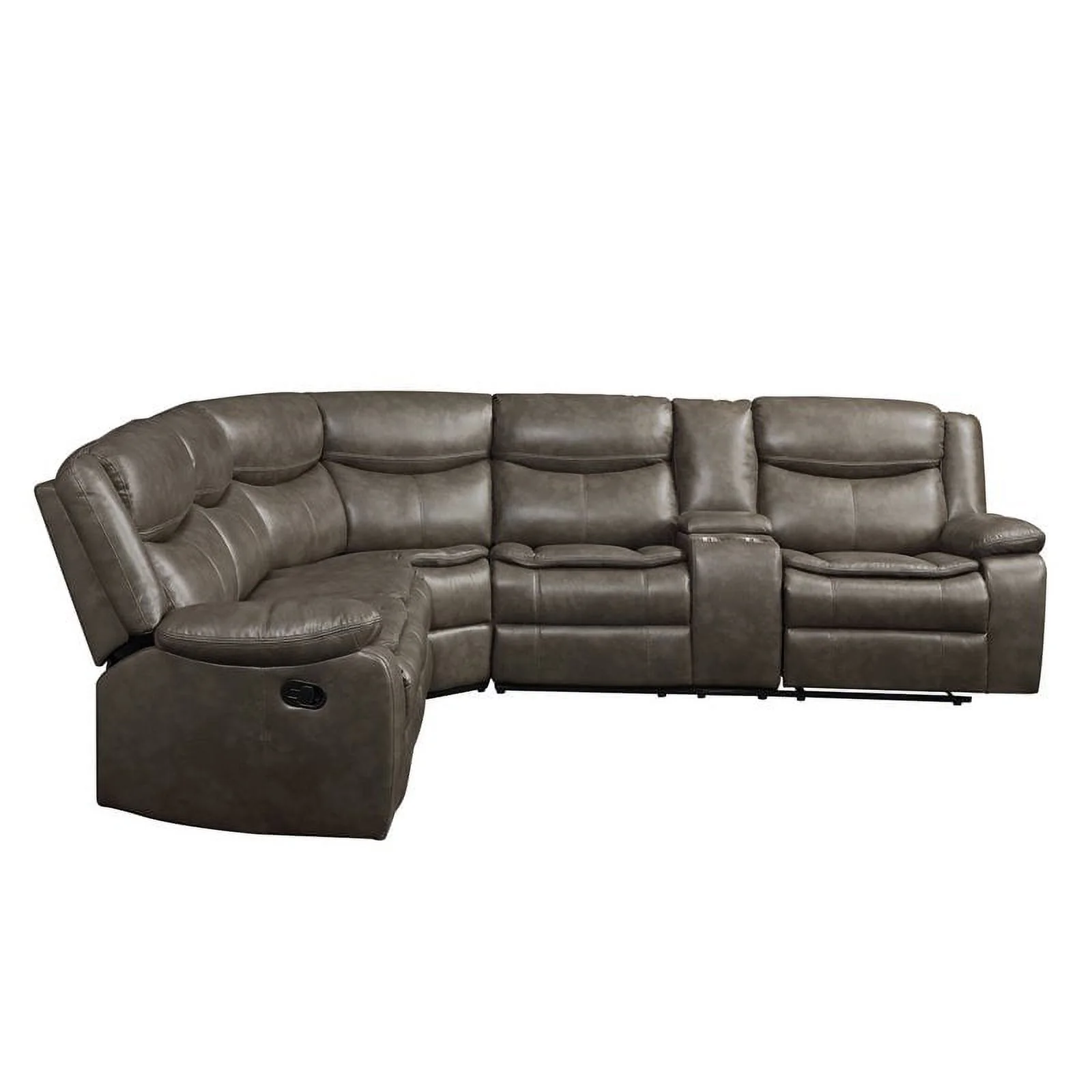 Bowery Hill Contemporary Sectional Sofa in Taupe Leather-Aire Match