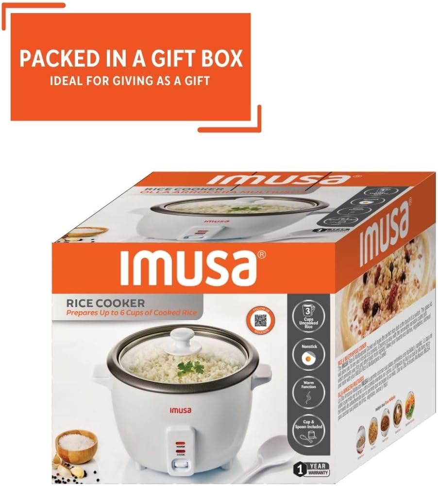 IMUSA USA GAU-00012 Electric NonStick Rice Cooker 5-Cup (Uncooked) 10-Cup (Cooked), White