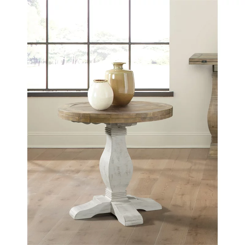 Home Square 2-Piece Set with Napa Solid Wood Coffee Table & End Table in White
