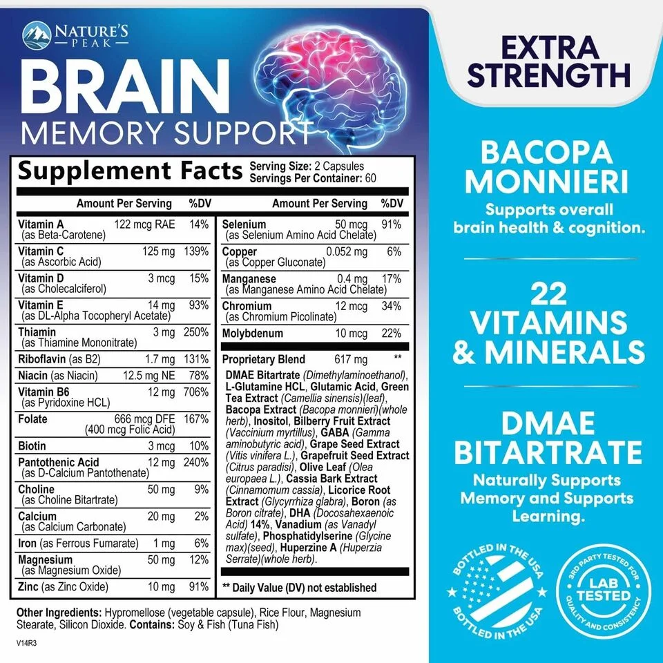 Brain Supplement for Memory & Focus Support 120 capsule