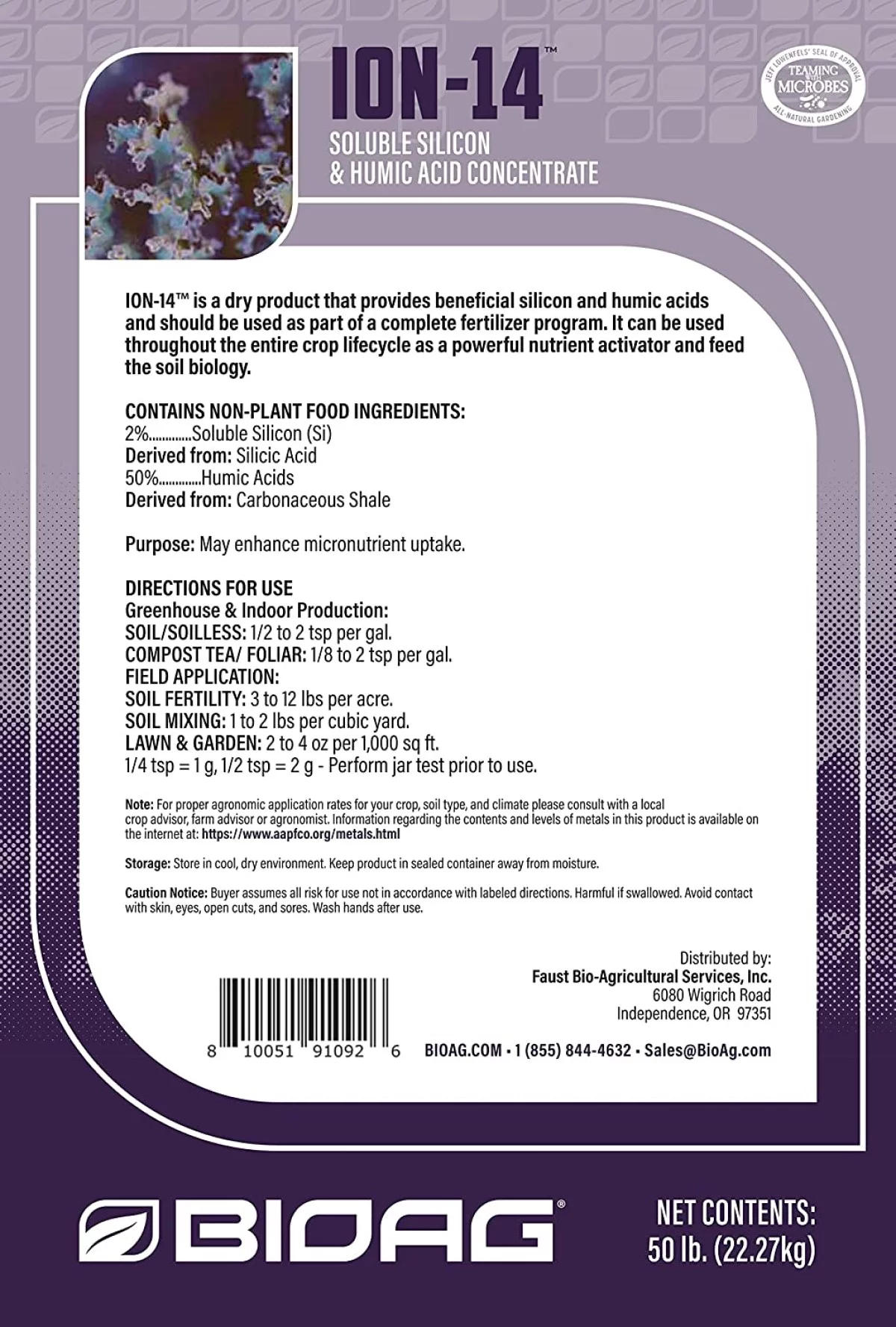 Ion 14 Dry Soluble Soil Additive - Provides Essential Silicon & Humic Acids For Nutrient Activation - 100 g Bag by BioAg