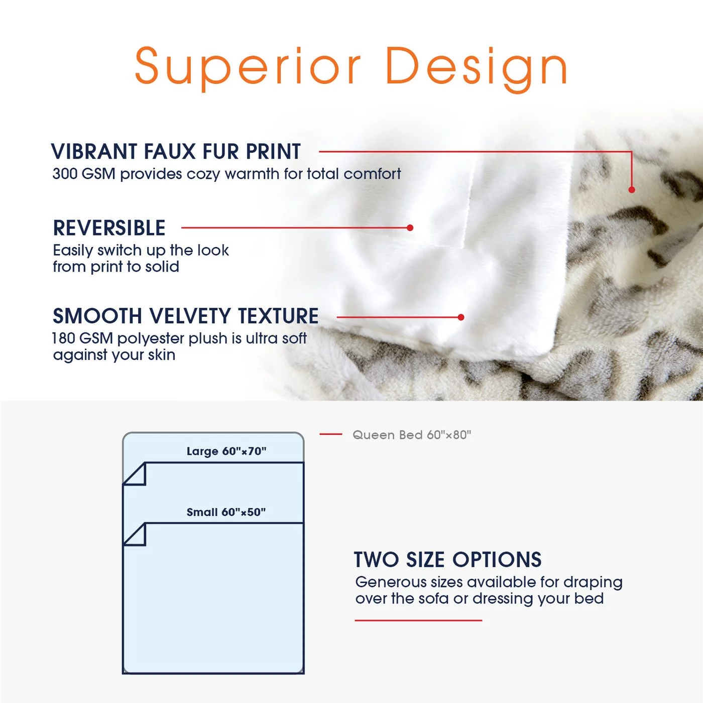 Cheer Collection  Ultra Cozy Animal Prin t Faux Fur Reversible Throw Blanket