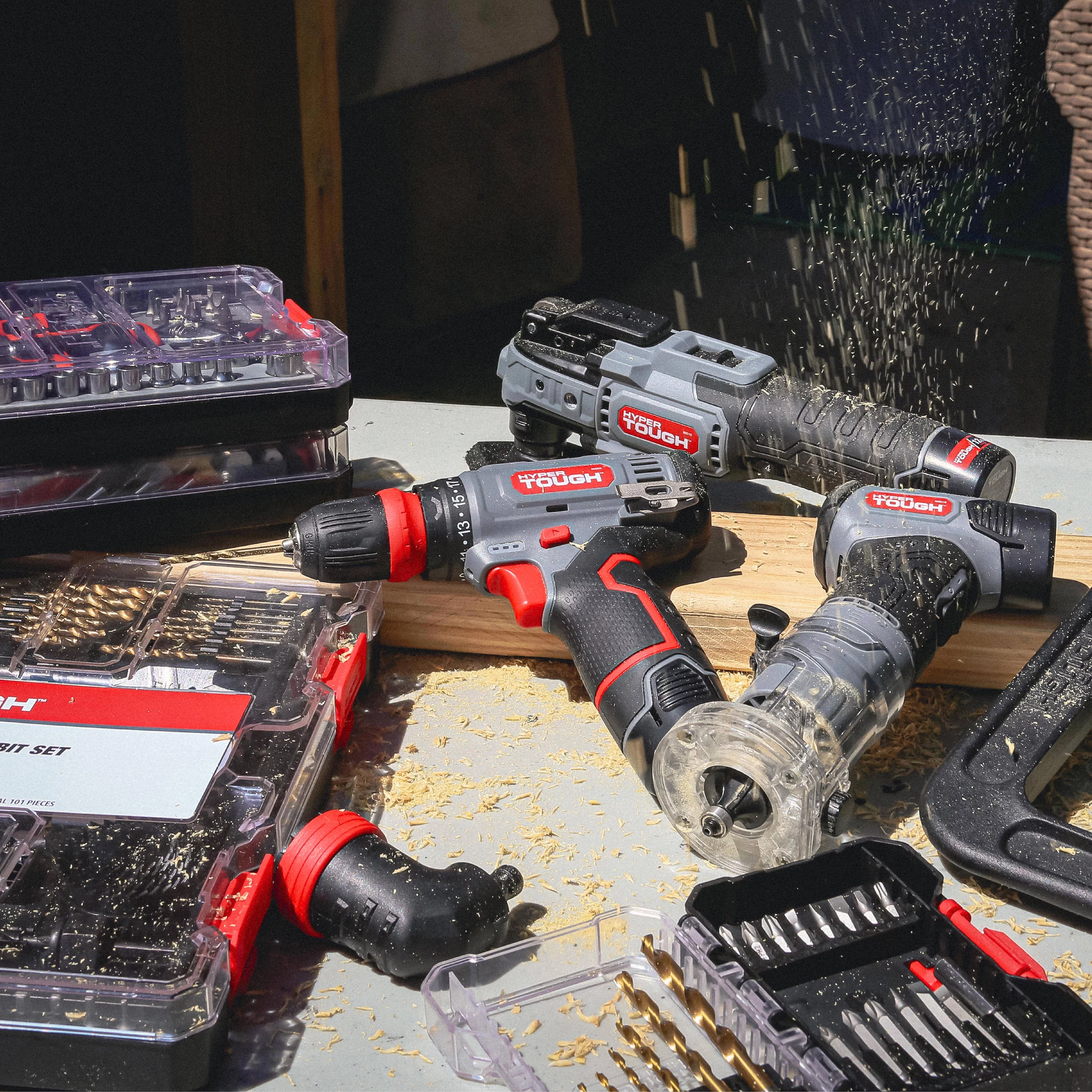 Hyper Tough 12V Max Lithium-Ion 3-in-1 Multi-Head Power Drill Set with 1.5Ah Battery and Charger, 80003