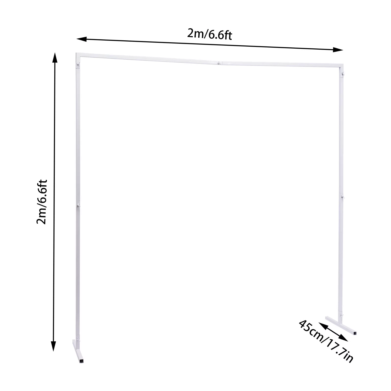Loyalheartdy 6.6Ft Wedding Arch Square Flower Stand White Metal Balloon Rack Party Events Backdrop Decor