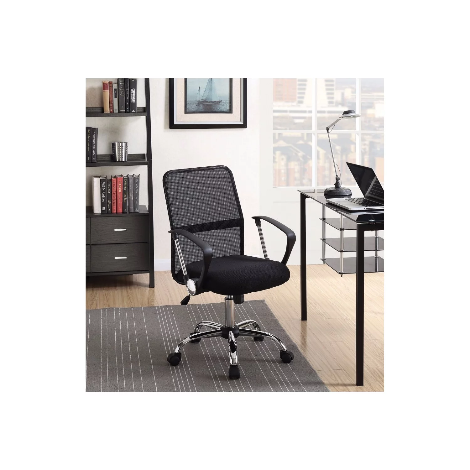 Benzara  Ergonomic Fine Mesh Office Chair, Black