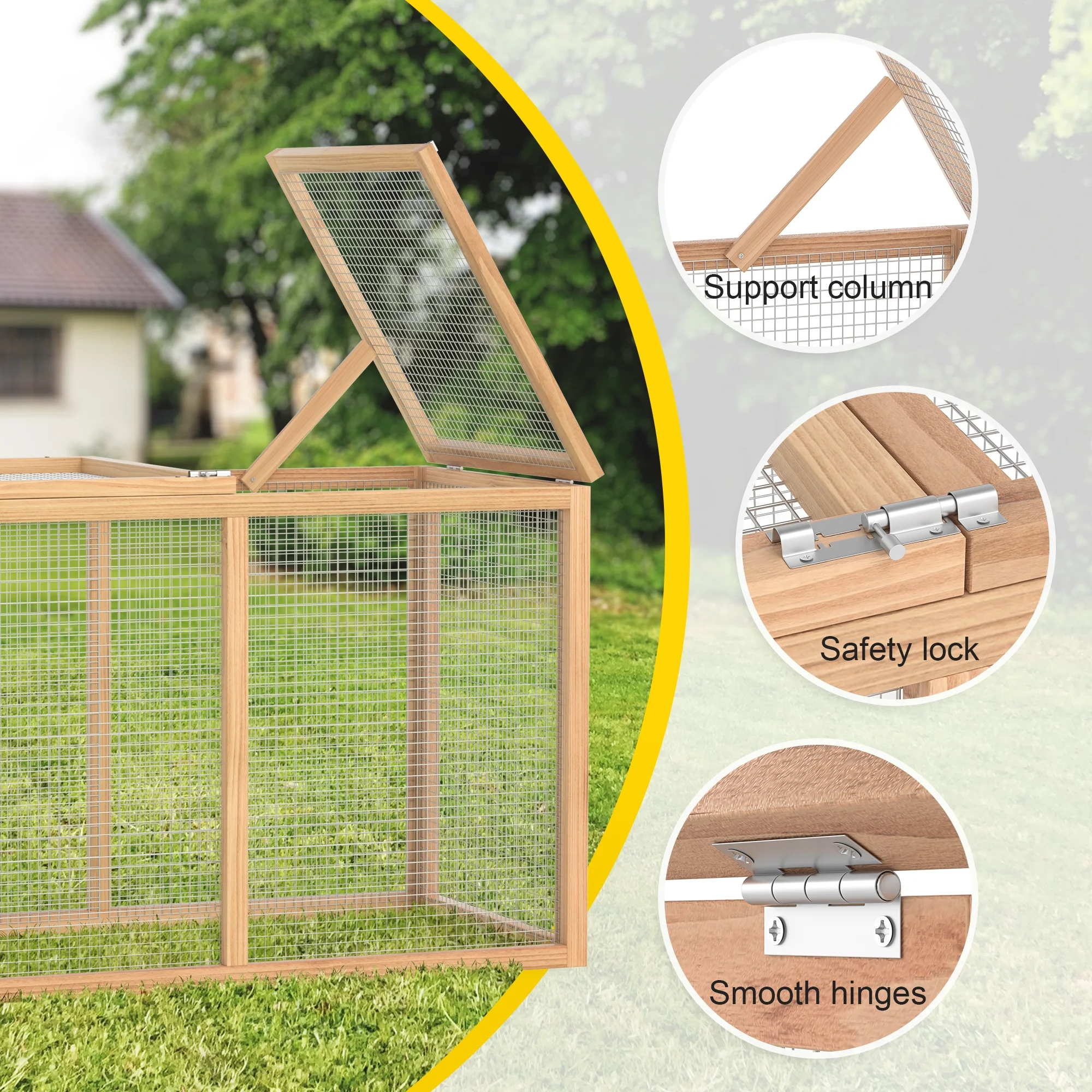 Outdoor 40'' Wooden Chicken Coop Run Cage Hen House Poultry Pet Hutch Garden Backyard Cage