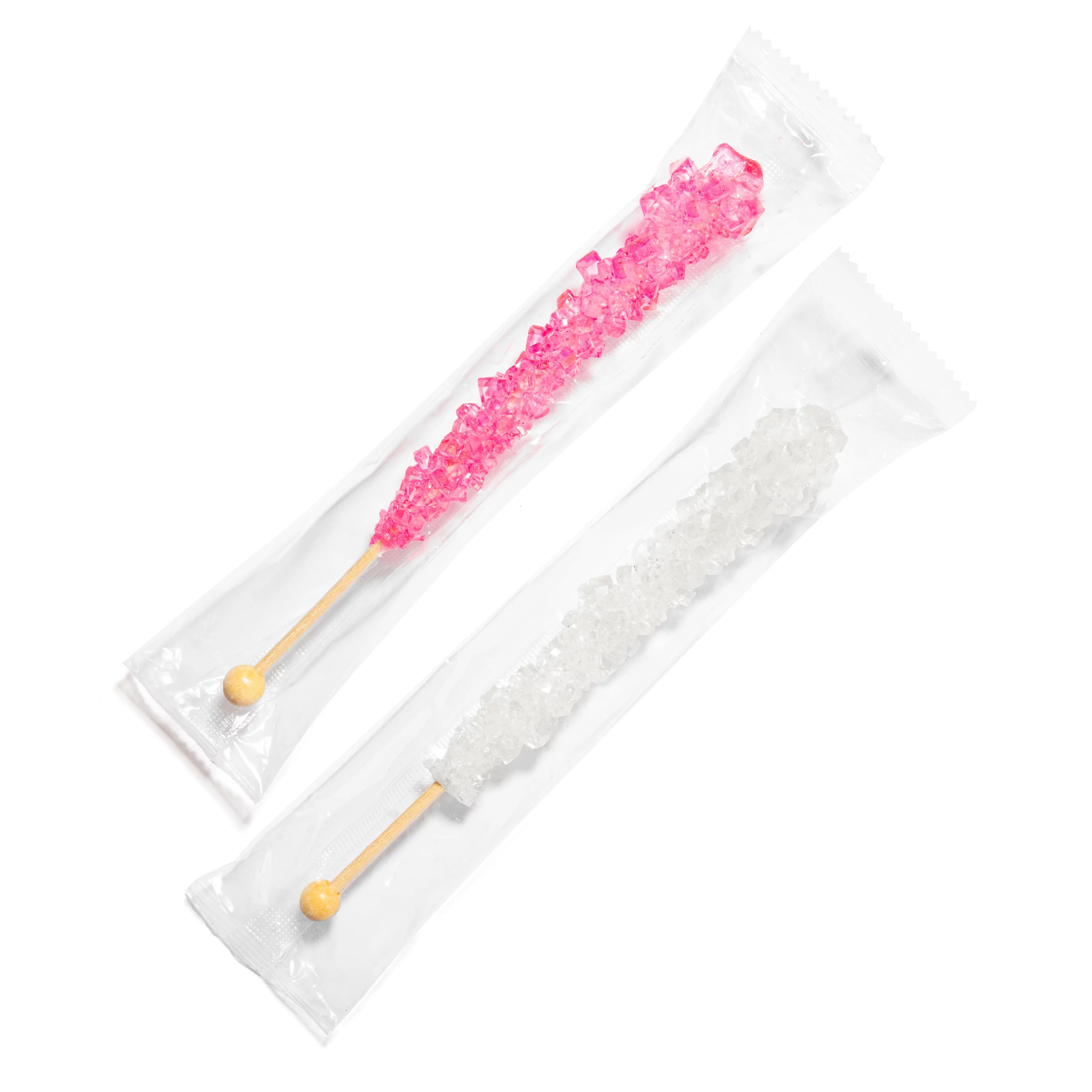 Candy Envy Light Pink & White Rock Candy Sugar Sticks, 24 Count, Indiv. Wrapped