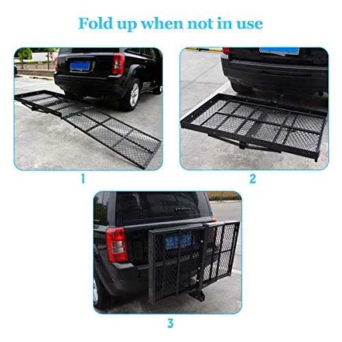 Folding Wheelchair Scooter Carrier Rack 250KG Medical Rack Ramp Hitch Mount