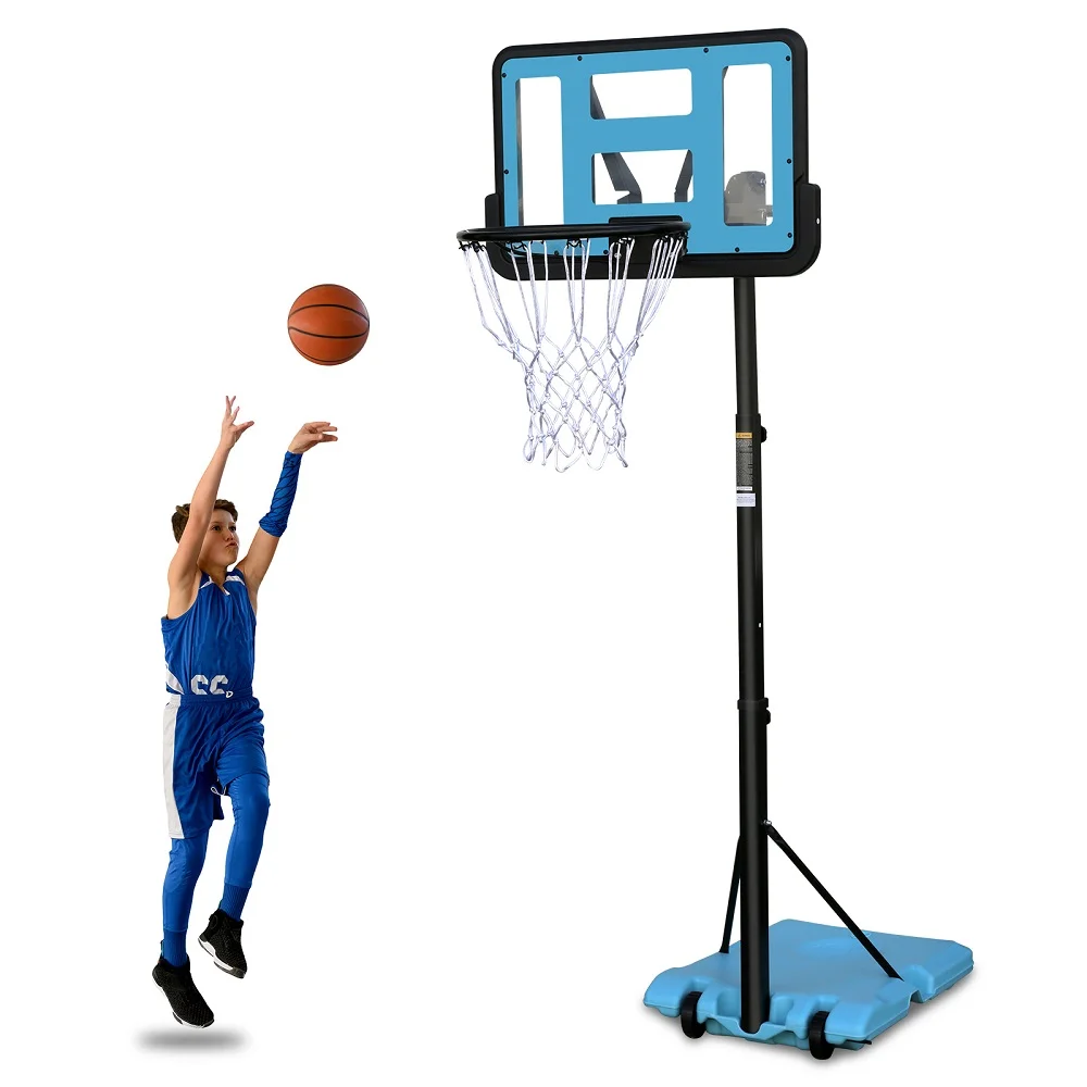 Use for Outdoor Height Adjustable 7.5 to 10ft Basketball Hoop 44 Inch Backboard Portable Basketball Goal System with Stable Base and Wheels Blue