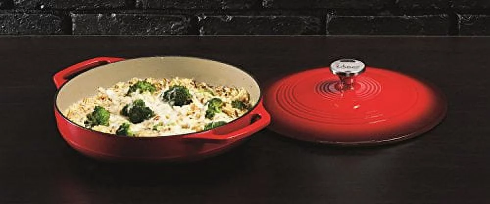 Lodge Color EC3CC43 Enameled Cast Iron Covered Casserole, Island Spice Red, 3-Quart