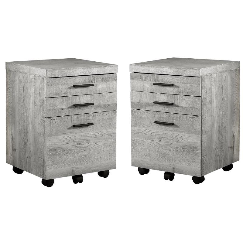 Home Square 3 Drawer Vertical Mobile Filing Cabinet Set in Gray (Set of 2)